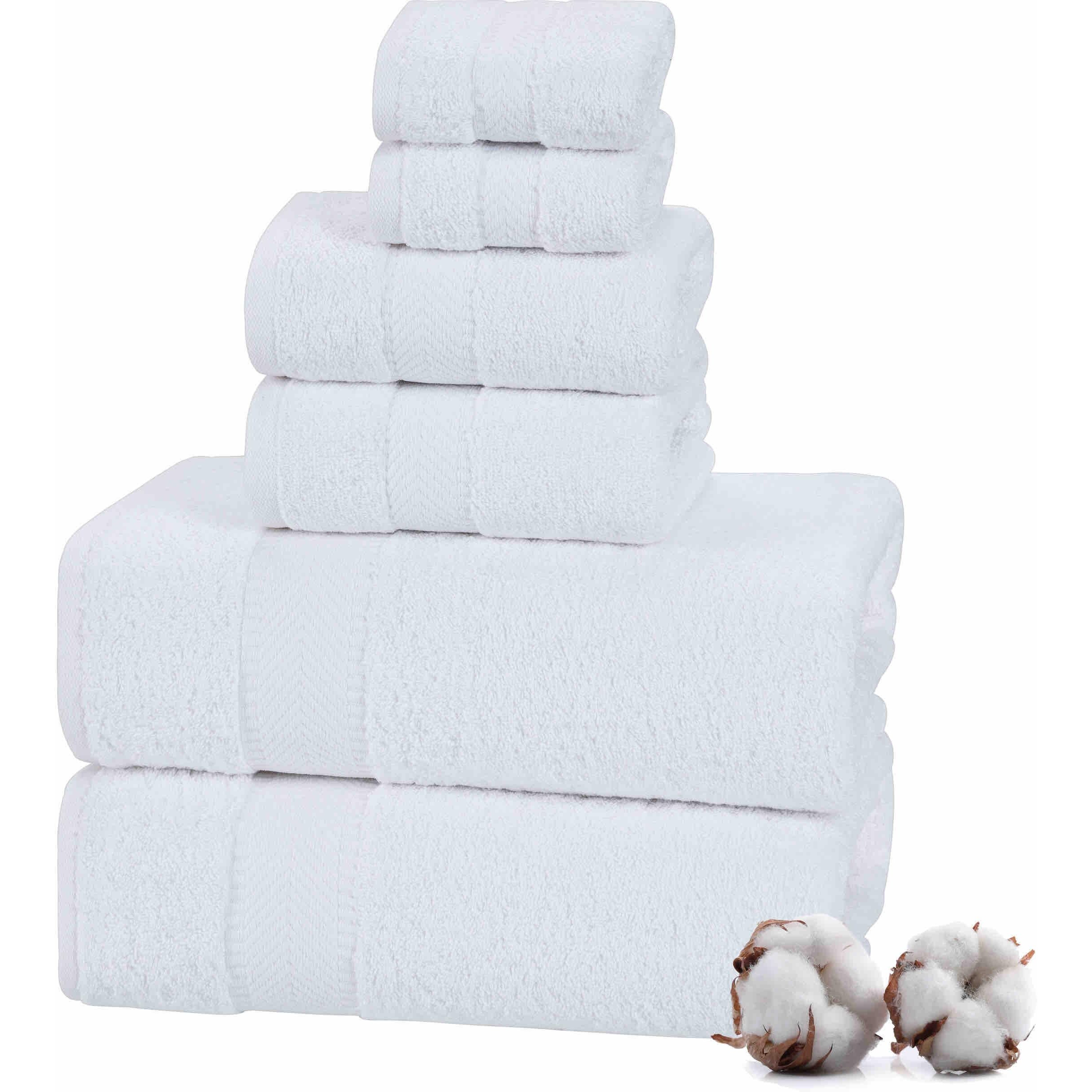 Textilom 100% Turkish Cotton 6 Pcs Bath Towel Set, Luxury Bath Towels For Bathroom, Soft & Absorbent Bathroom Towels Set (2 Bath Towels, 2 Hand Towels, 2 Washcloths)- White