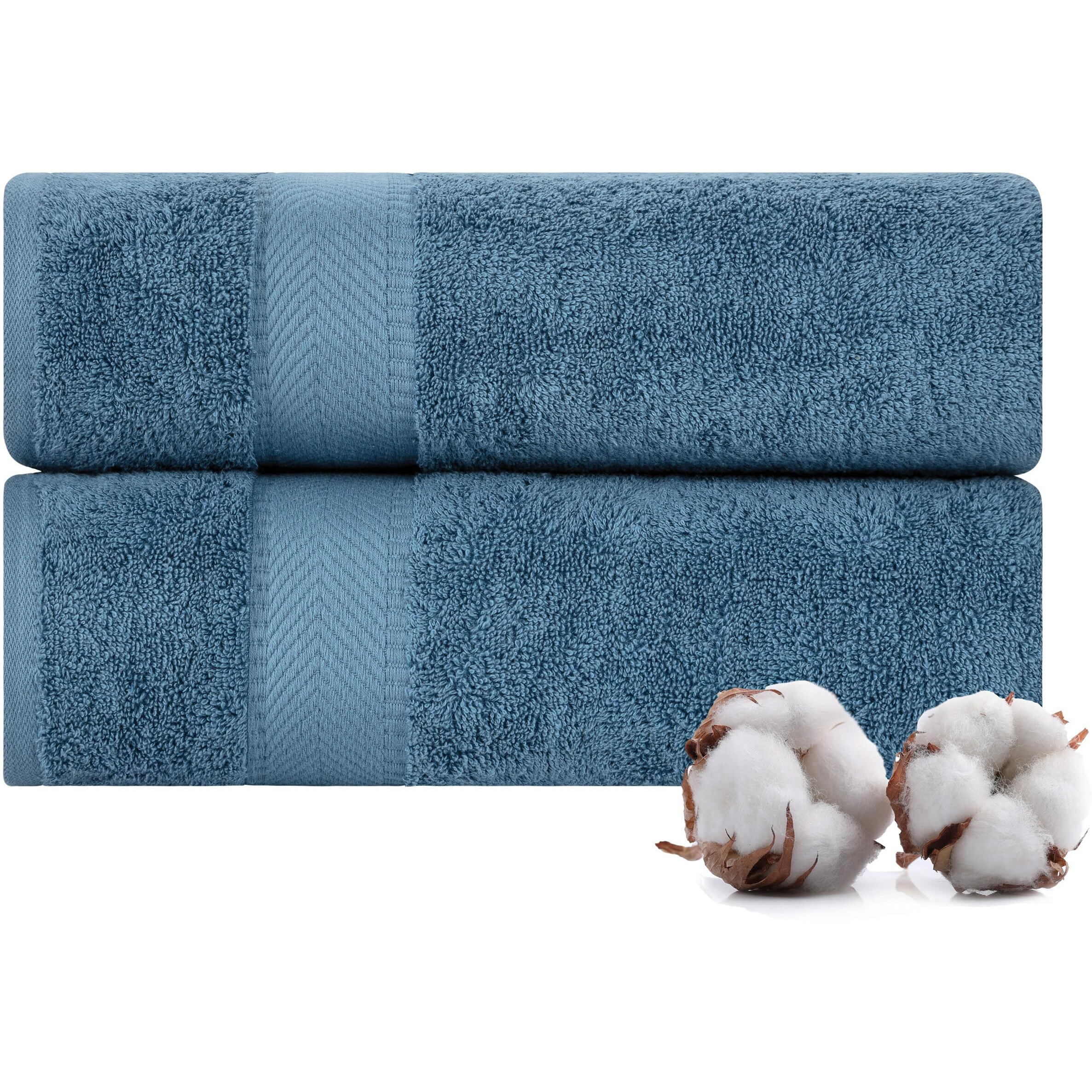 Textilom 100% Turkish Cotton 2 Pcs Bath Towel Set, Luxury Bath Towels For Bathroom, Soft & Absorbent Hotel Quality Bathroom Towels Set (27 X 54 Inches)- Mid Blue