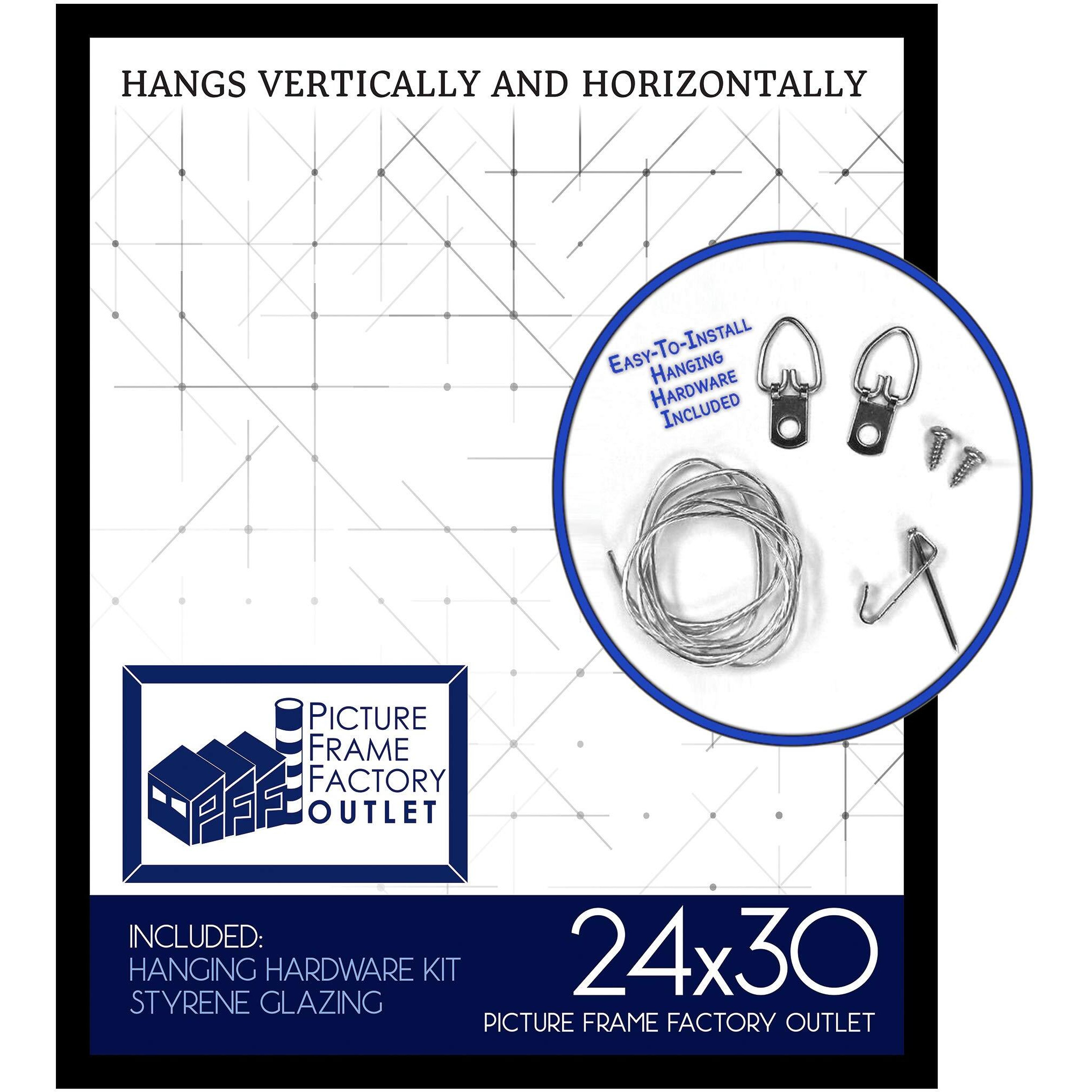 24X30 Picture Frame  1.25"" Black Mdf  Plexi Glass And Hanging Hardware Included