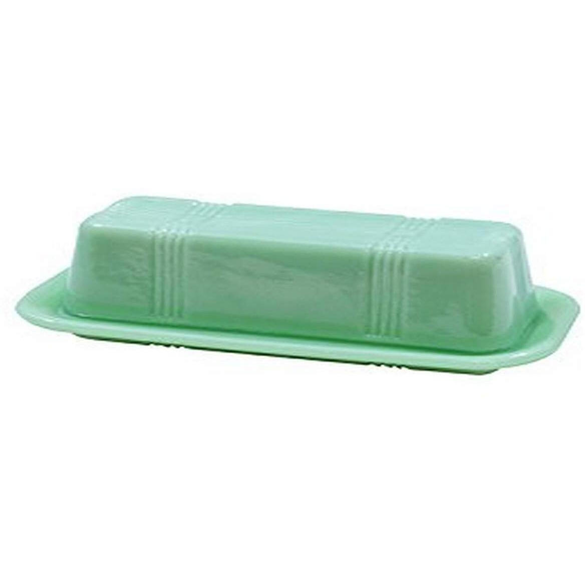 Tablecraft Hj124 Jadeite Glass Collection Butter Dish, 6.75 X 3.25 X 2.25, Green