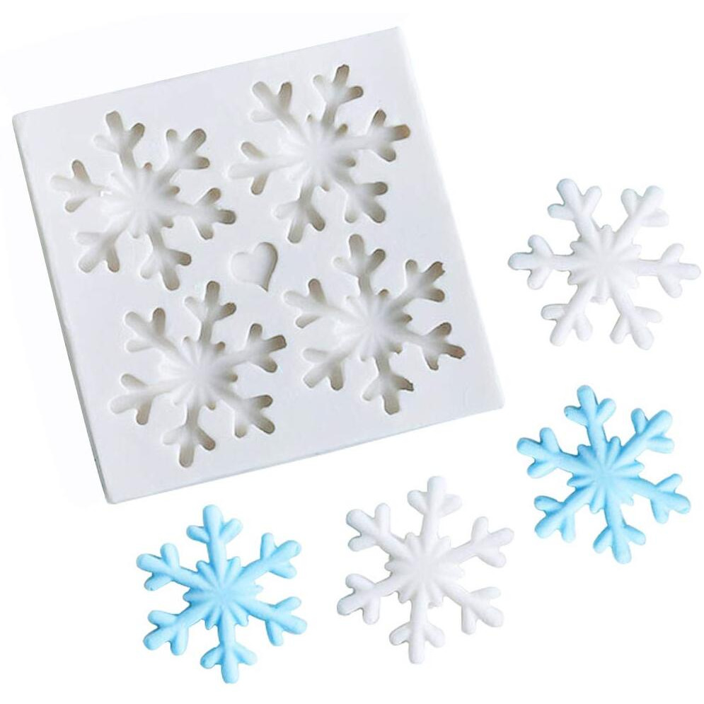 3D Christmas Theme Silicone Fondant Mold Snowflake Suger Cake Molds Chocolate Cake Decoration Mold (Style 1)
