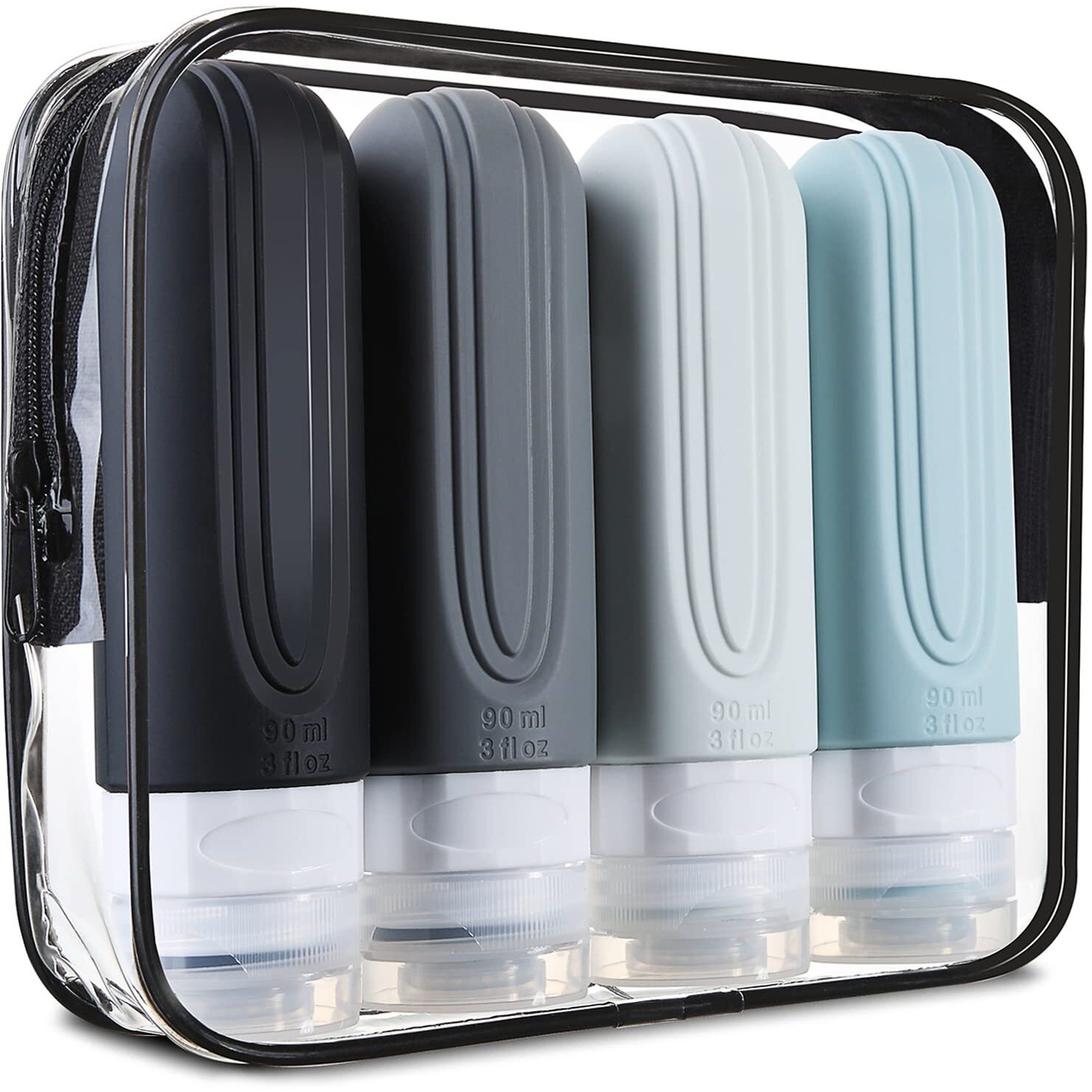 Mrsdry Travel Bottles For Toiletries, Tsa Approved 3Oz Travel Size Containers Bpa Free Leak Proof Refillable Liquid Silicone Squeezable Travel Accessories For Shampoo Conditioner Lotion (4 Pack)