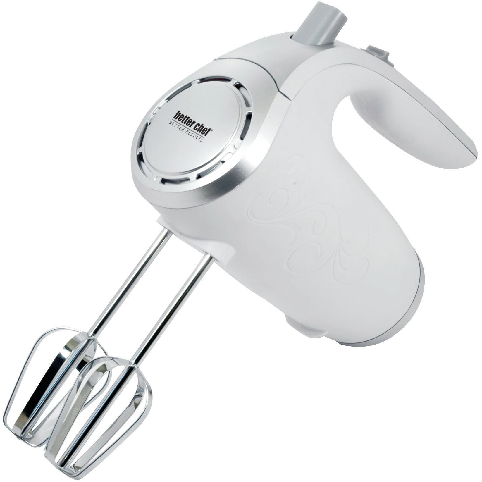Better Chef Electric Hand Mixer  5-Speed  Stainless Beaters & Hooks  Attachment Holder  150-Watt (White)
