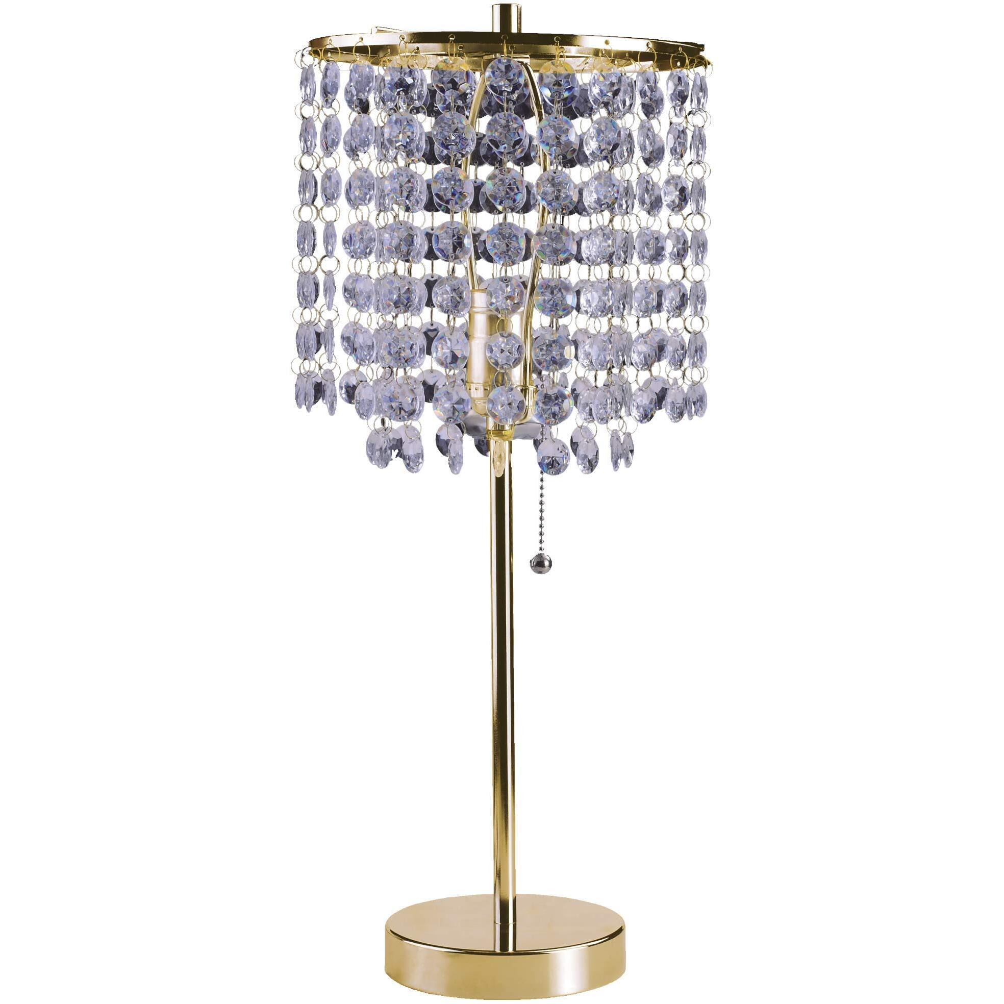 Sh Lighting Crystal Inspired Table Desk Lamp - Features Convenient Pull Chain - 19"" Tall Great For Bedrooms, Living Rooms, Or Offieces - Gold