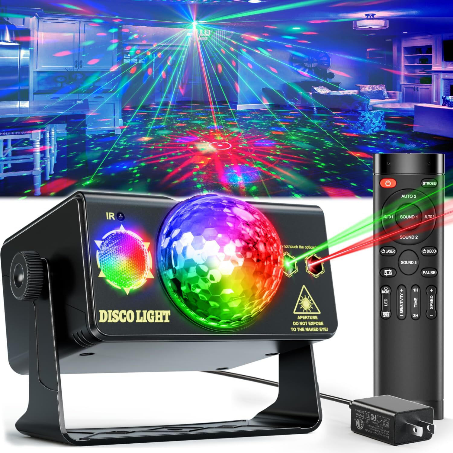 Party Lights Disco Ball Light Dj Disco Lights Led Stage Strobe Lights Projector Sound Activated With Remote Control For Parties Club Bar Holiday Christmas Dance Gift Birthday Wedding Home D   Cor