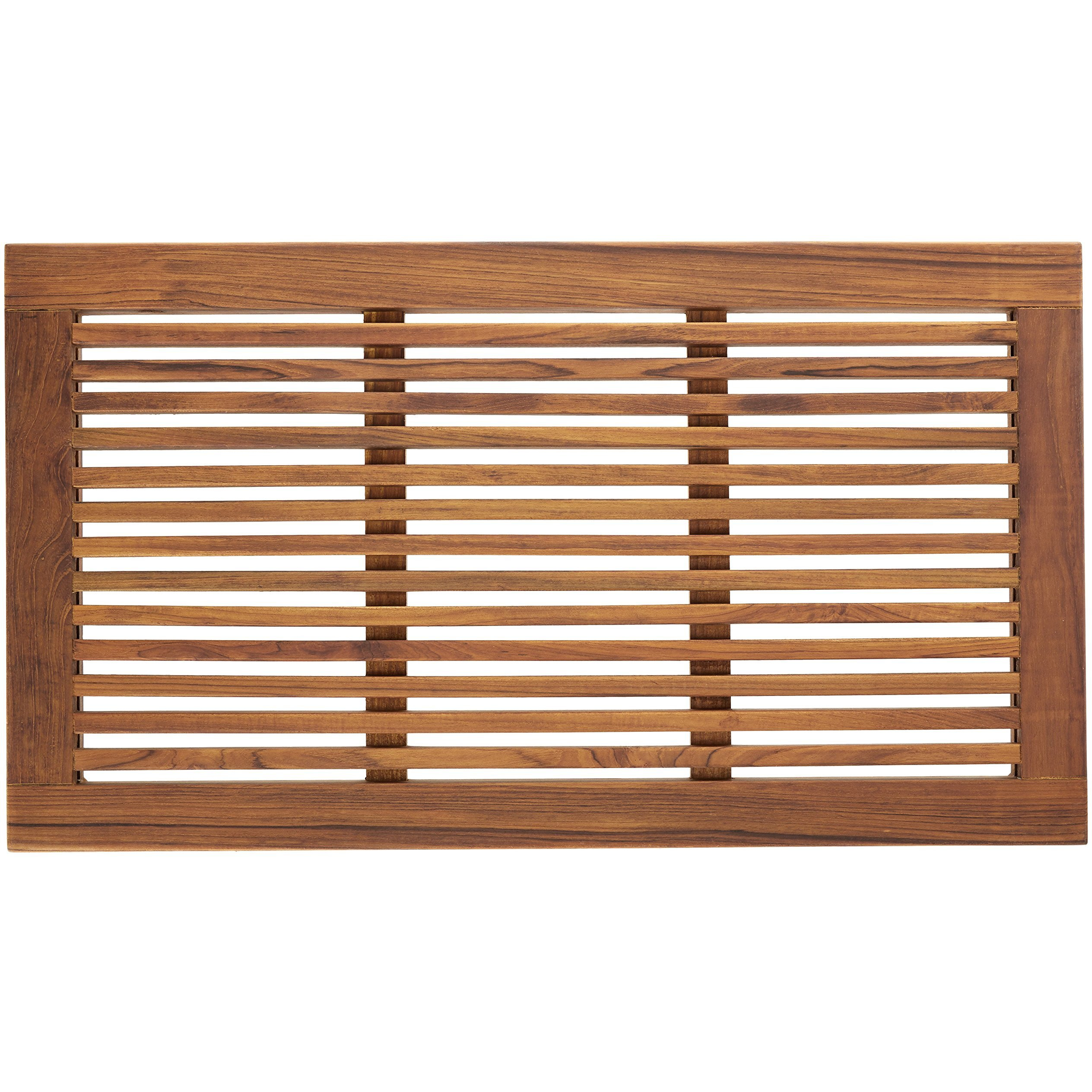 Bare Decor Dasha Spa Shower Or Door Mat, 31.5 By 17.75-Inch, Solid Teak Wood And Oiled Finish