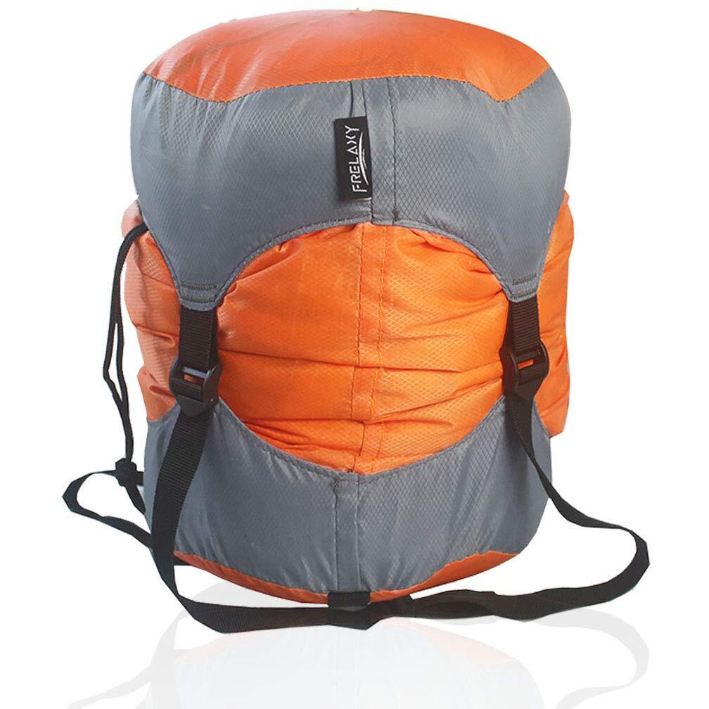 Frelaxy Compression Sack, Ultralight Sleeping Bag Stuff Sack Compression Stuff Sack - Space Saving Gear For Camping, Hiking, Backpacking (Orange, M)