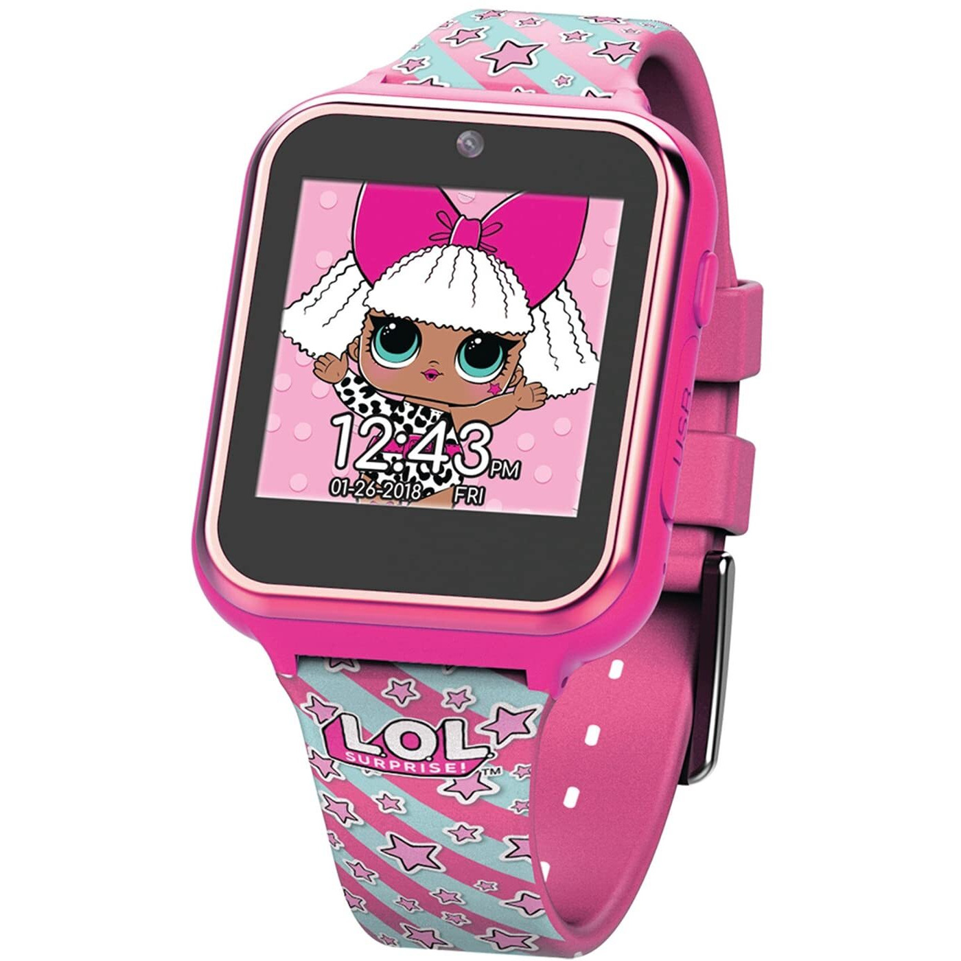 L.O.L. Surprise Accutime Kids Hot Pink Educational Touchscreen Smart Watch Toy For Girls, Boys, Toddlers - Selfie Cam, Learning Games, Alarm, Calculator, Pedometer And More (Model Lol4104)