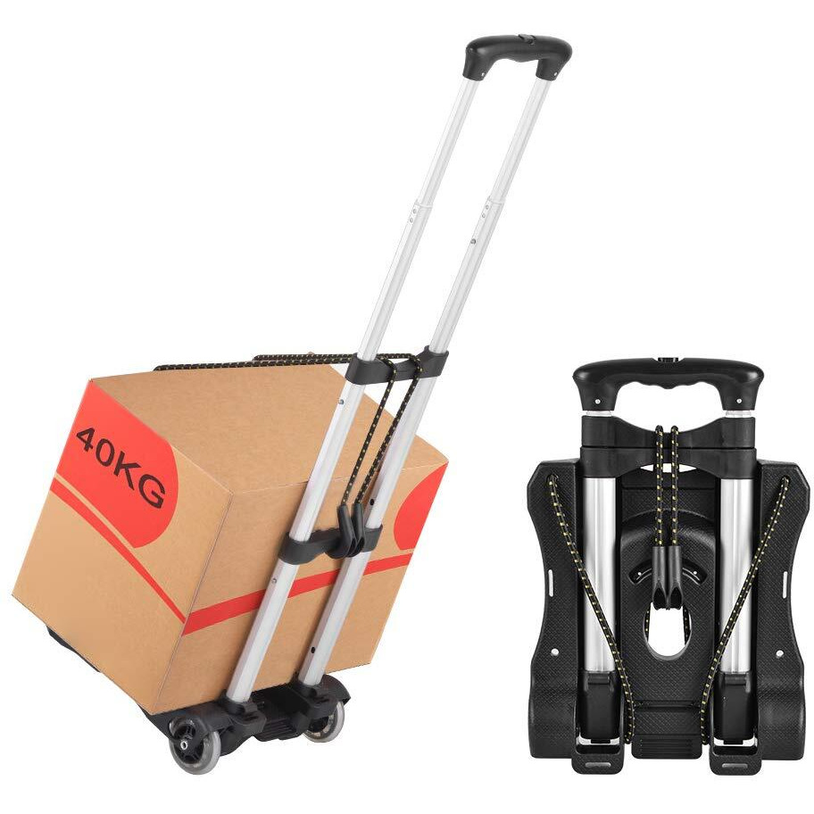 Hivexagon Folding Luggage Cart 88Lbs Load Capacity Compact Lightweight And Durable Aluminum Alloy Travel Trolley For Luggage, Personal, Travel, Moving And Office Use
