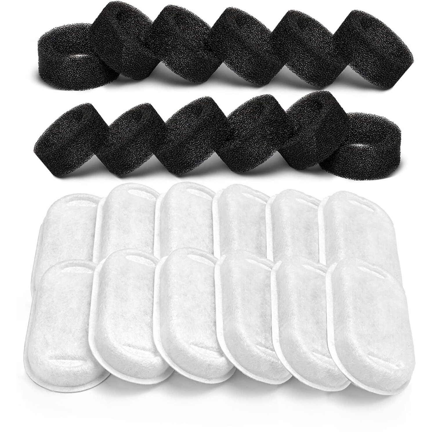 Soofpet Cat Water Fountain Filters, 24 Pieces (12 Carbon + 12 Sponge), Replacement For 108Oz/3.2L Stainless Steel Fountain