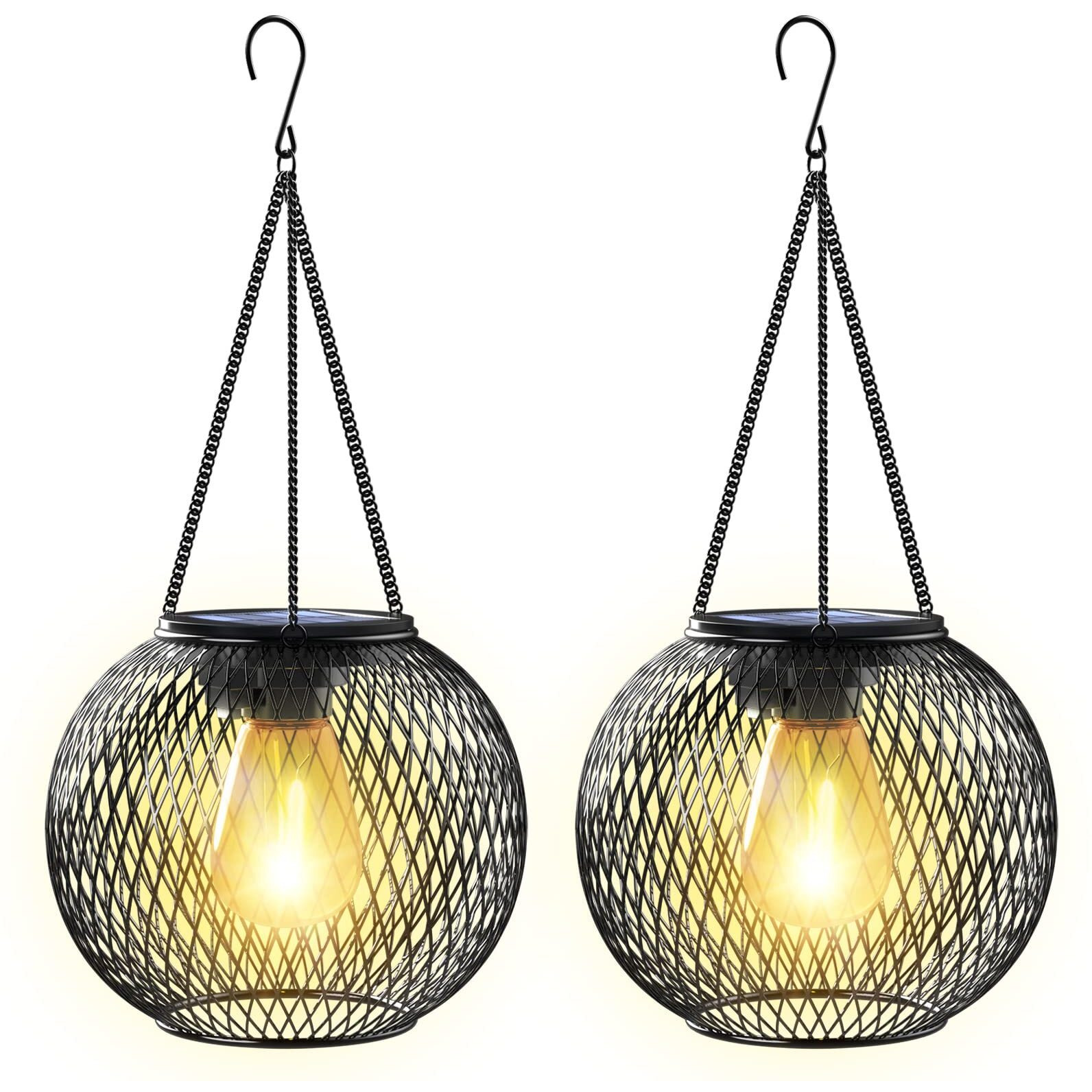 Solar Lantern Outdoor, Kagoling Upgraded Hanging Solar Lights Outdoor Garden Christmas Decorations Decorative Lighting Solar Powered Waterproof Tree Lantern For Garden Yard Patio Pathway, 2 Pack