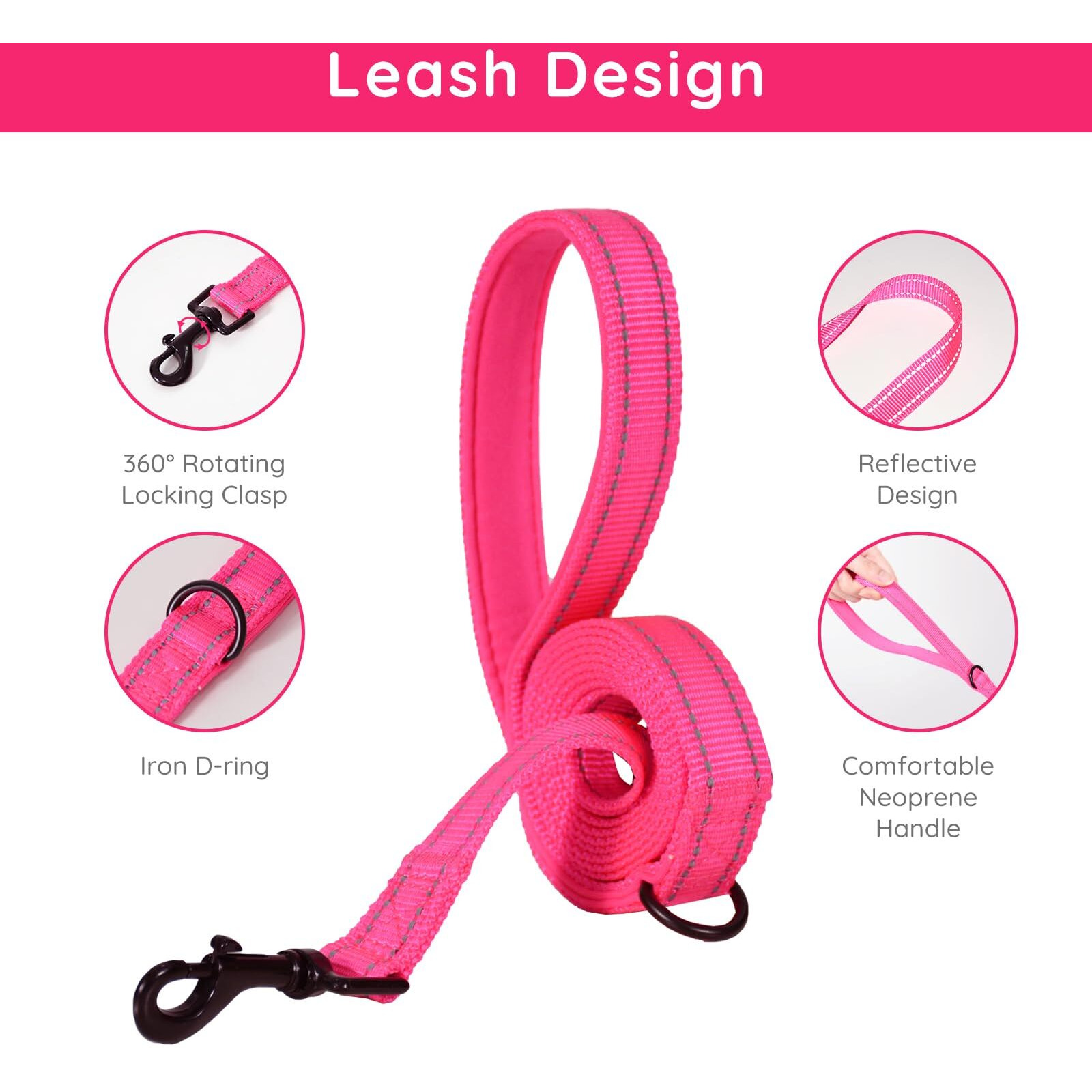 Bella & Pal Puppy Harness With Leash Set, Dog Harness For Small Dogs No Pull, Dog Leash For Small Dogs, Step In Harness For Extra Small Dogs, Hot Pink Harness, S