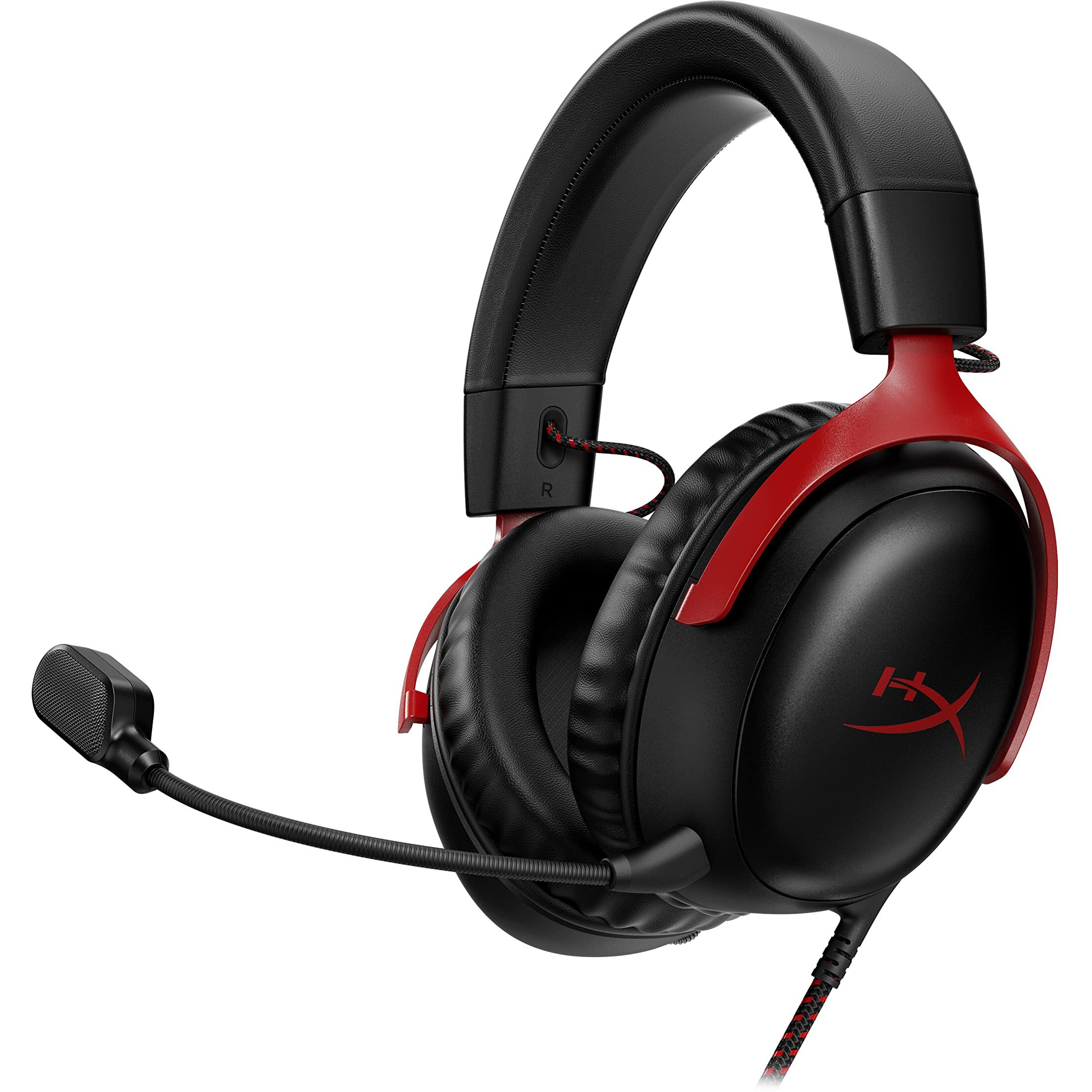 Hyperx Cloud Iii - Wired Gaming Headset, Pc, Ps5, Xbox Series Xs, Angled 53Mm Drivers, Dts, Memory Foam, Durable Frame, Ultra-Clear 10Mm Mic, Usb-C, Usb-A, 35Mm - Blackred