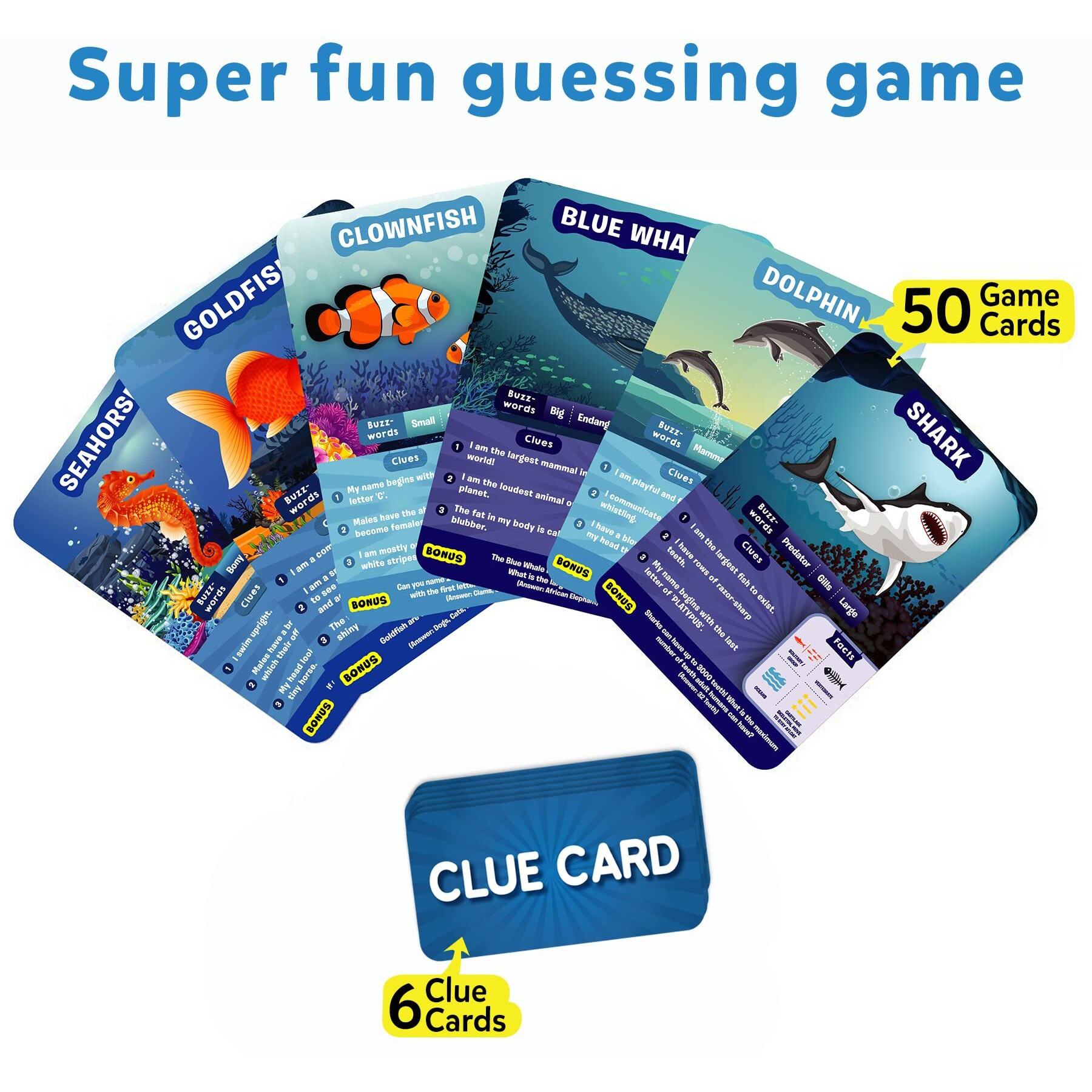 Skillmatics Card Game - Guess In 10 Underwater Animals, Gifts For 8 Year Olds And Up, Quick Game Of Smart Questions, Fun Family Game