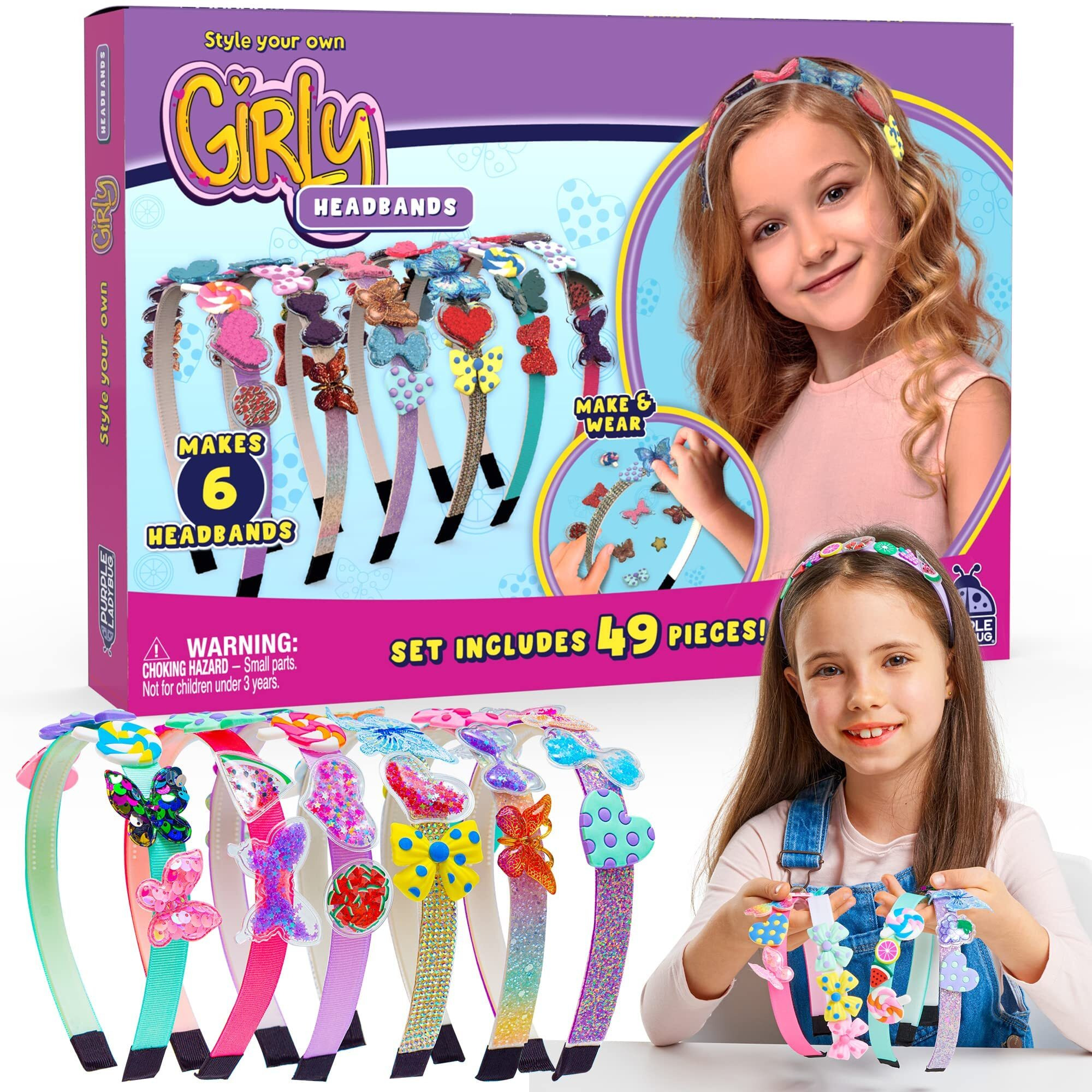 Purple Ladybug Headband Making Kit - Great Gifts For Girls 8-12 Years Old & Girls Toys Age 6-8 - Arts And Crafts For Kids Ages 8-12 Girls & Unique Diy Hair Accessories For Girls 8-12