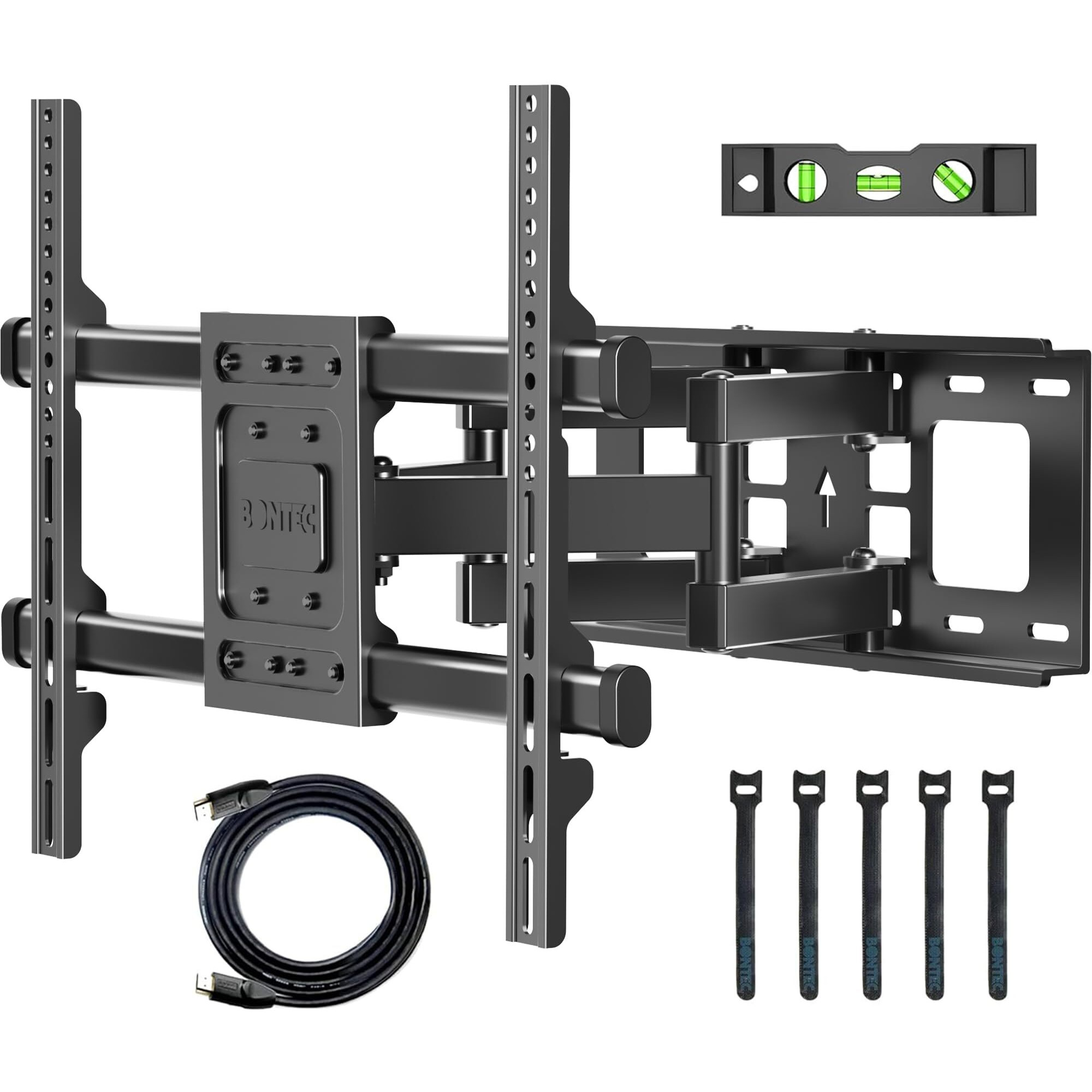 Bontec Full Motion Tv Wall Mount For 37-84 Inch Tvs, Hold Up To 132Lbs, Max Vesa 600X400Mm, Swivel Tilt Dual Arms, Adjustable Viewing Angle, Fits 16 "" Wood Studs, Easy Assembly, Ct135B
