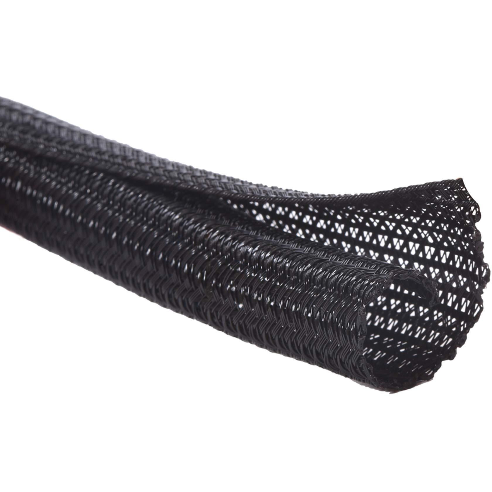 Alex Tech 25Ft - 34 Inch Cord Protector Wire Loom Tubing Cable Sleeve Split Sleeving For Usb Cable Power Cord Audio Video Cable - Protect Cat From Chewing Cords - Black