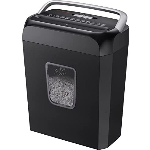 Bonsaii Paper Shredder For Home Use,6-Sheet Crosscut Paper And Credit Card Shredder For Home Office,Home Shredder With Handle For Document,Mail,Staple,Clip-3.4 Gal Wastebasket(C237-B)
