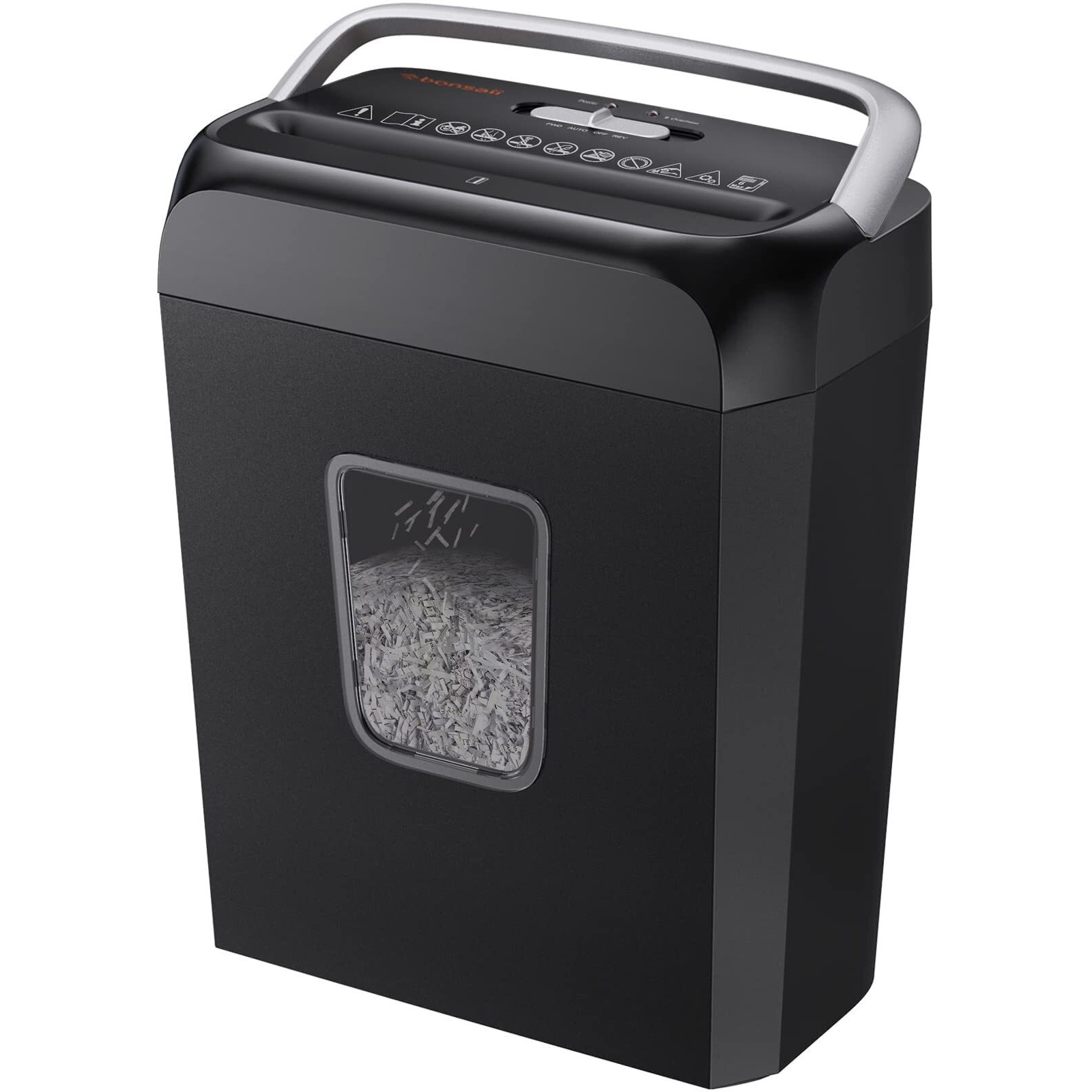 Bonsaii Paper Shredder For Home Use,6-Sheet Crosscut Paper And Credit Card Shredder For Home Office,Home Shredder With Handle For Document,Mail,Staple,Clip-3.4 Gal Wastebasket(C237-B)