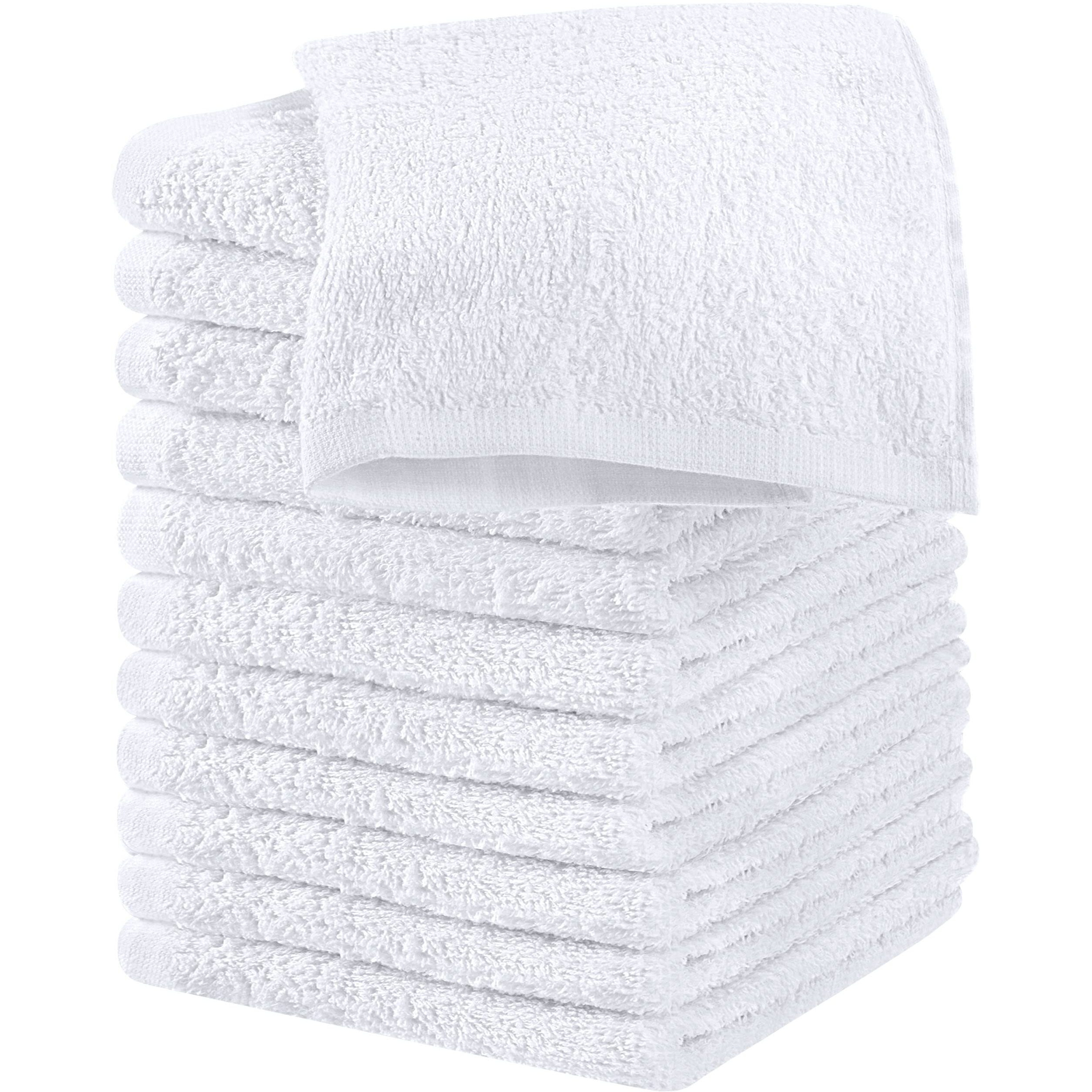 Utopia Towels Cotton Washcloths Set - 100% Ring Spun Cotton, Premium Quality Flannel Face Cloths, Highly Absorbent And Soft Feel Fingertip Towels (12 Pack, White)