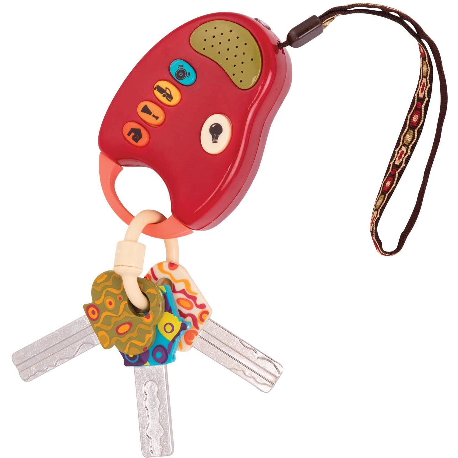 B Toys- Funkeys- Pretend Play- Toy Keys For Toddlers And Babies, Red- 10 Months +