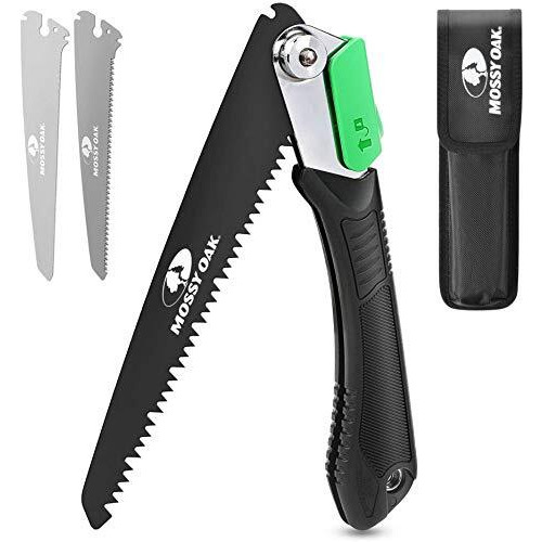 Mossy Oak 3 In 1 Folding Saw, Pruning Hand Saw With Wood, Metal And Pvc Blade, Camping Saw For Backpacking, Hunting And Bushcraft, Pouch Included