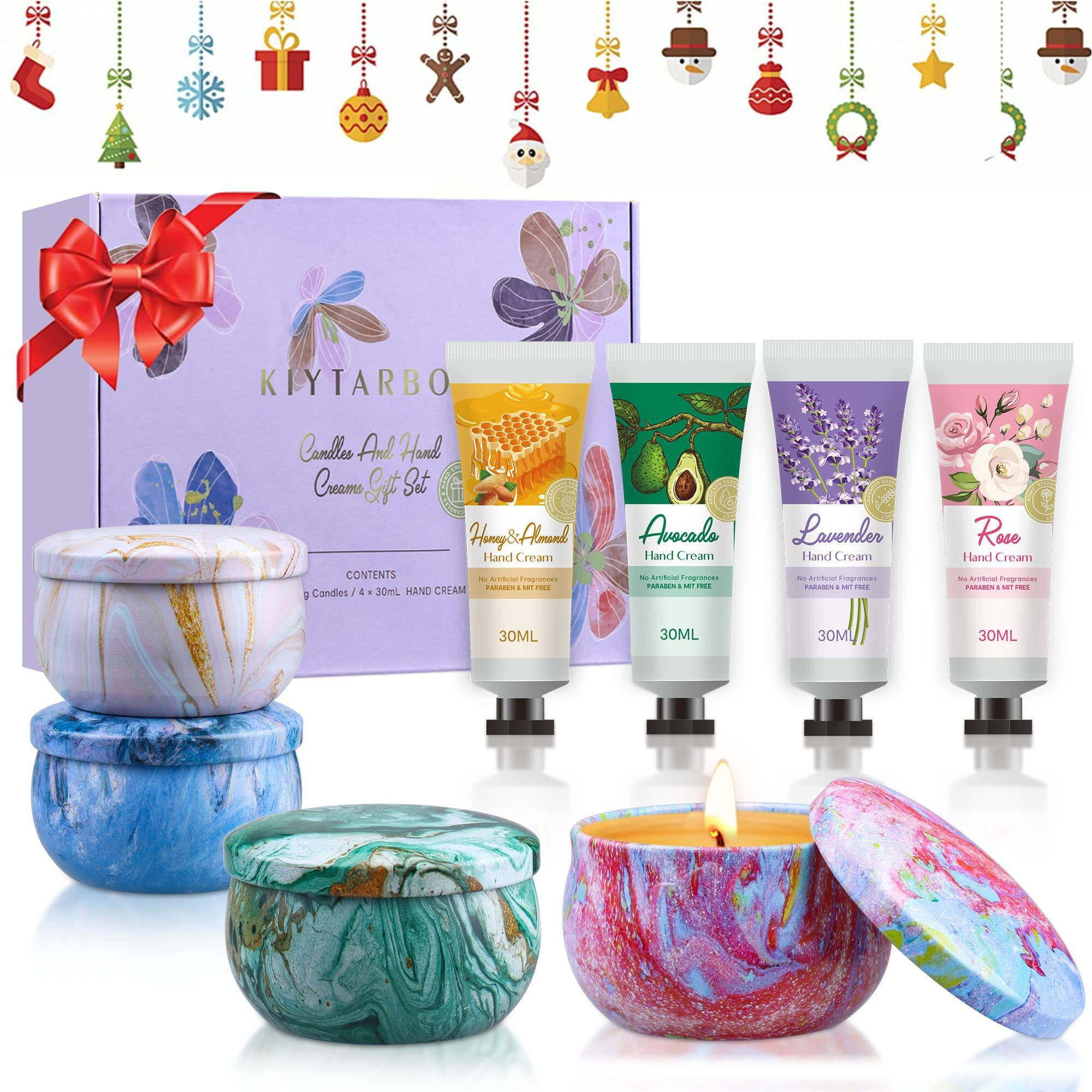 Gift Baskets For Women Unique Candles & Hand Cream Lotion Gift Sets, Christmas Gifts For Women, Best Friend Birthday Gift, Personalized Secret Santa Gift For Sister Mom Female Coworker Friendship