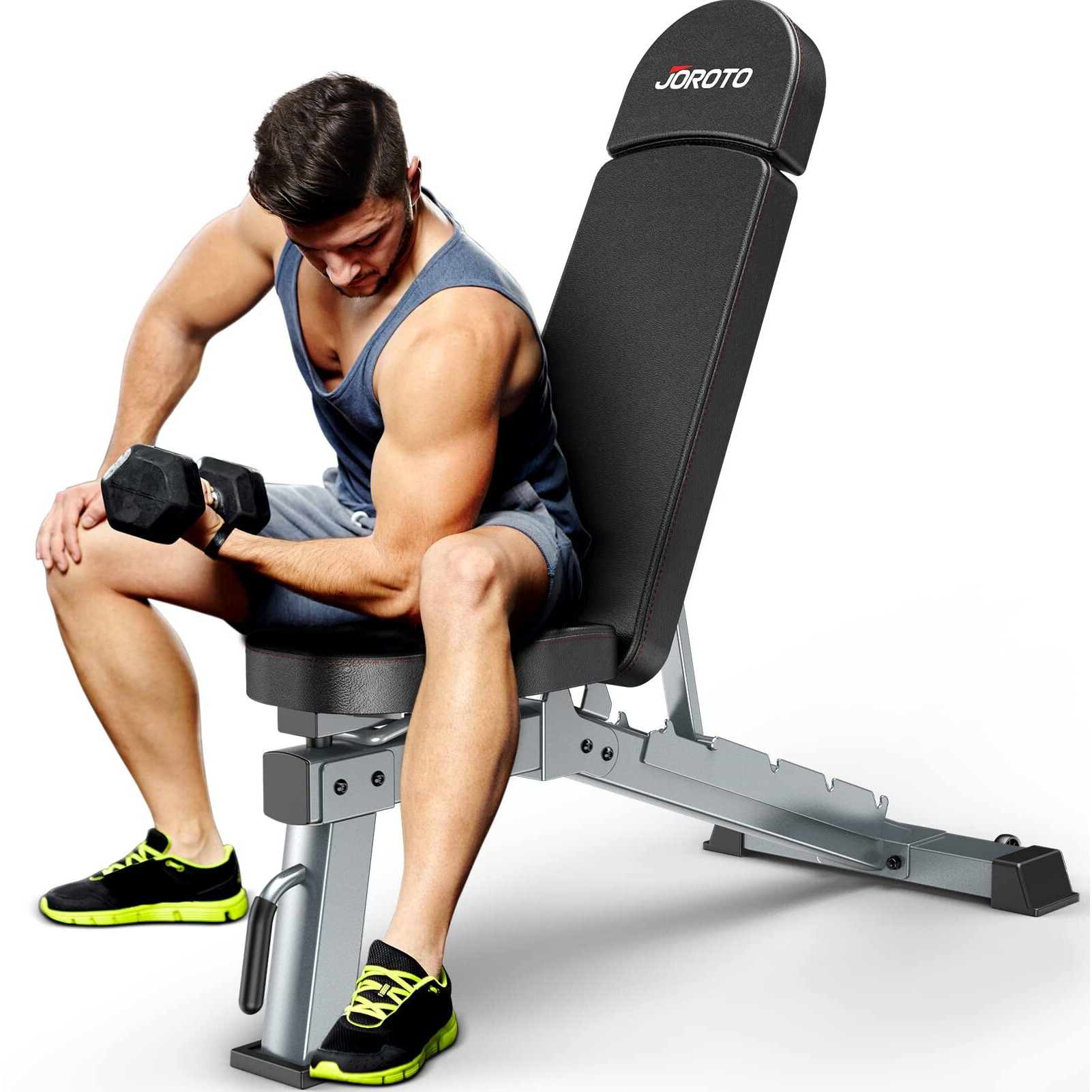 Joroto Md80 Adjustable Weight Bench - 1000 Lbs Load Utility Workout Benches For Full Body Upright, Incline, Decline, And Flat Exercise Bench Press
