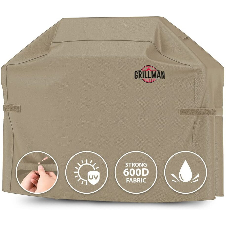 Grillman Premium Grill Cover For Outdoor Grill, Bbq Grill Cover, Rip-Proof, Waterproof, Top Heavy-Duty Large Grill Covers For Outside, Barbecue Grill Cover & Gas Grill Covers (58 Lx24 Wx48 H, Tan)