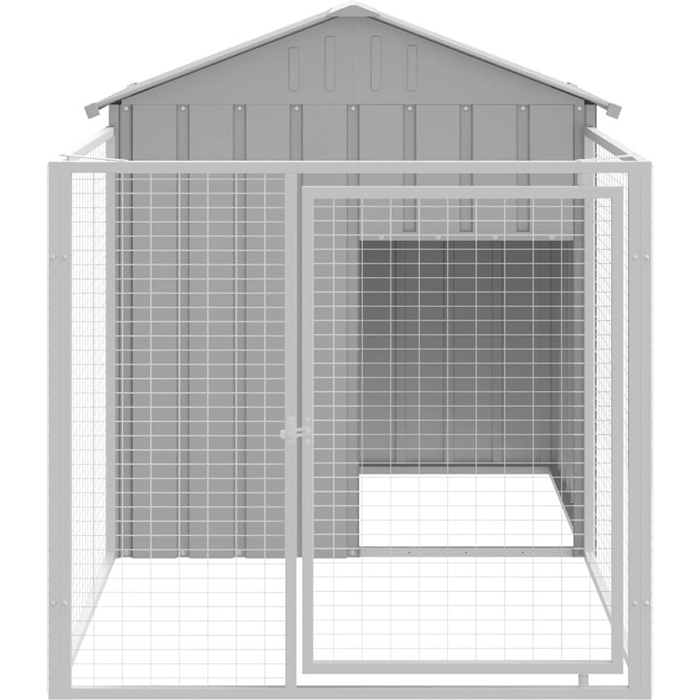 Vidaxl Dog House With Run Light Gray 46.1"&quotX79.1"&quotX48.4"" Galvanized Steel
