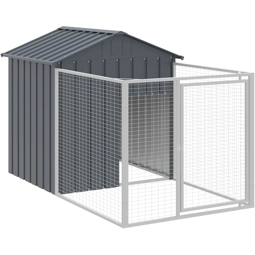 Vidaxl Dog House With Run Anthracite 46.1"&quotX79.1"&quotX48.4"" Galvanized Steel