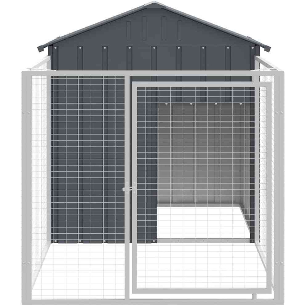 Vidaxl Dog House With Run Anthracite 46.1"&quotX79.1"&quotX48.4"" Galvanized Steel
