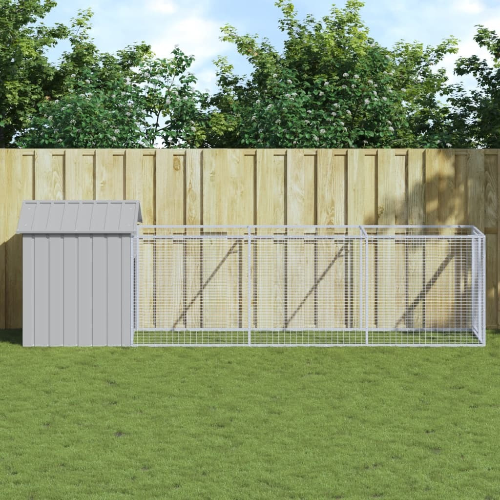 Vidaxl Dog House With Roof Light Gray 46.1"&quotX159.4"&quotX48.4"" Galvanized Steel