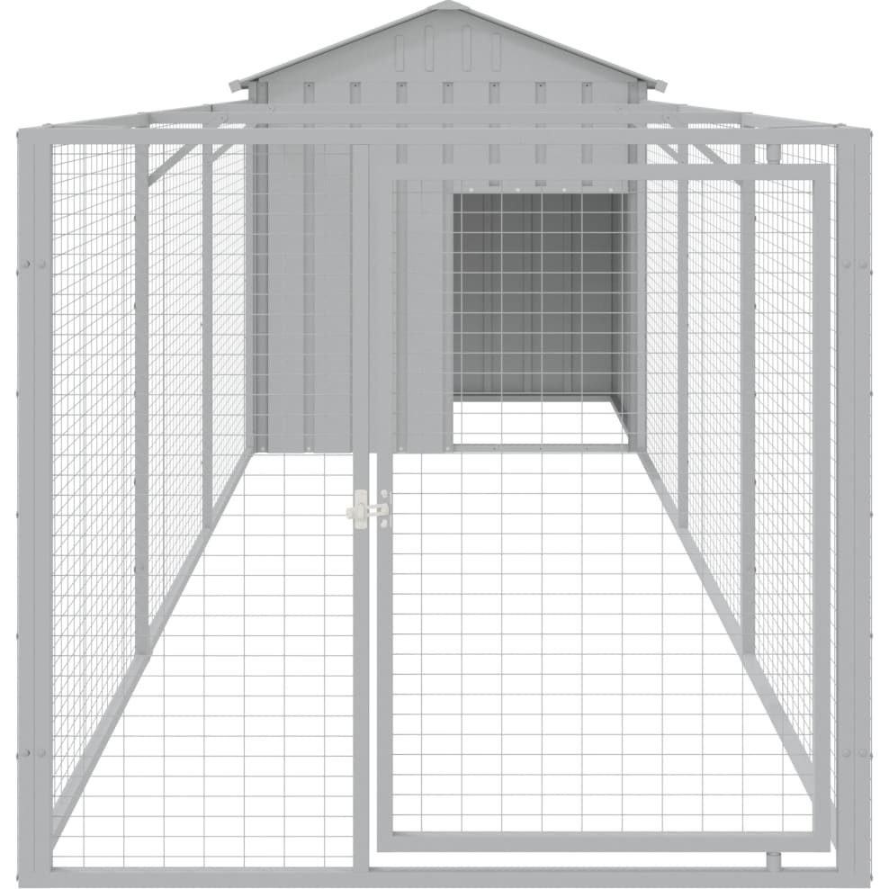 Vidaxl Dog House With Roof Light Gray 46.1"&quotX159.4"&quotX48.4"" Galvanized Steel
