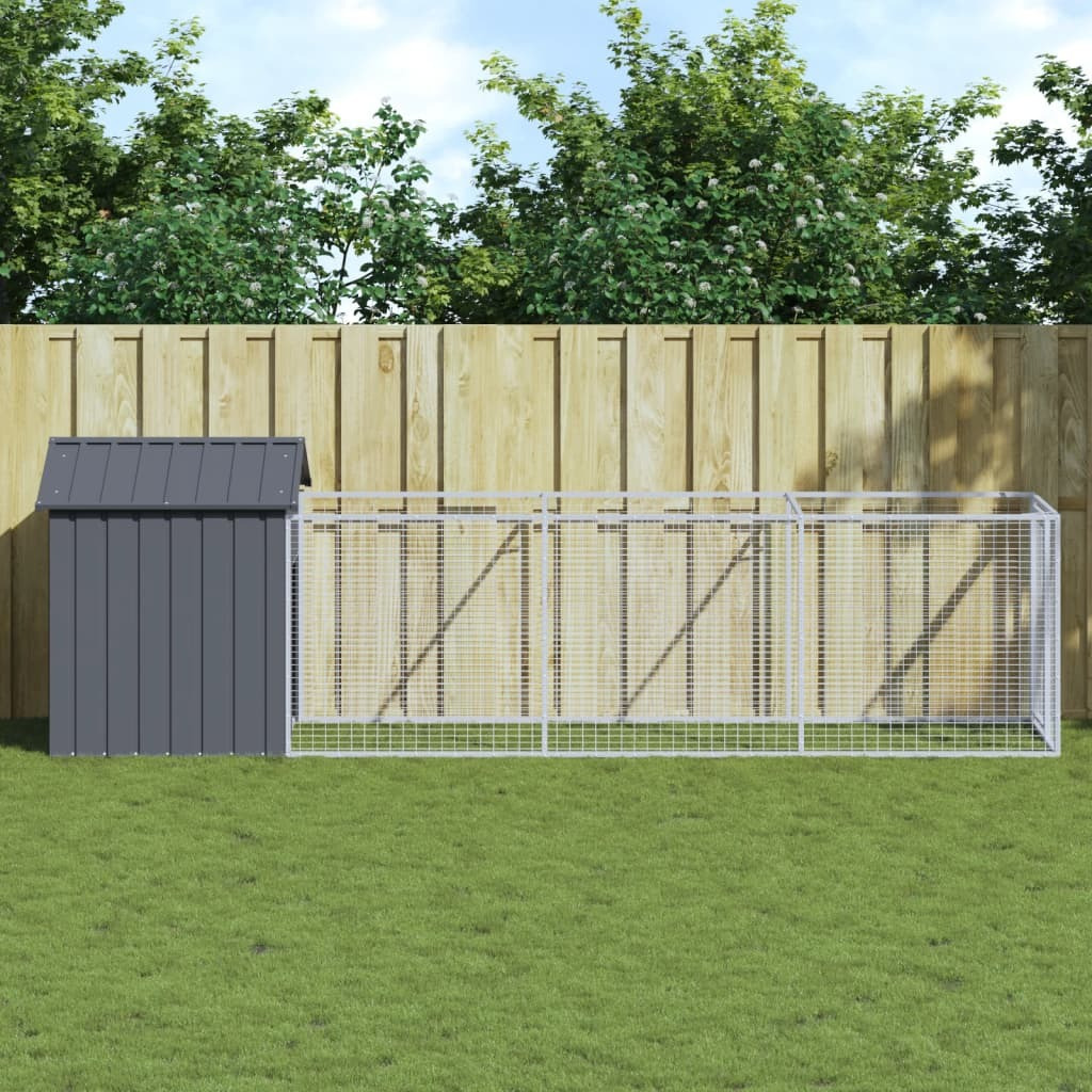 Vidaxl Dog House With Roof Anthracite 46.1"&quotX159.4"&quotX48.4"" Galvanized Steel