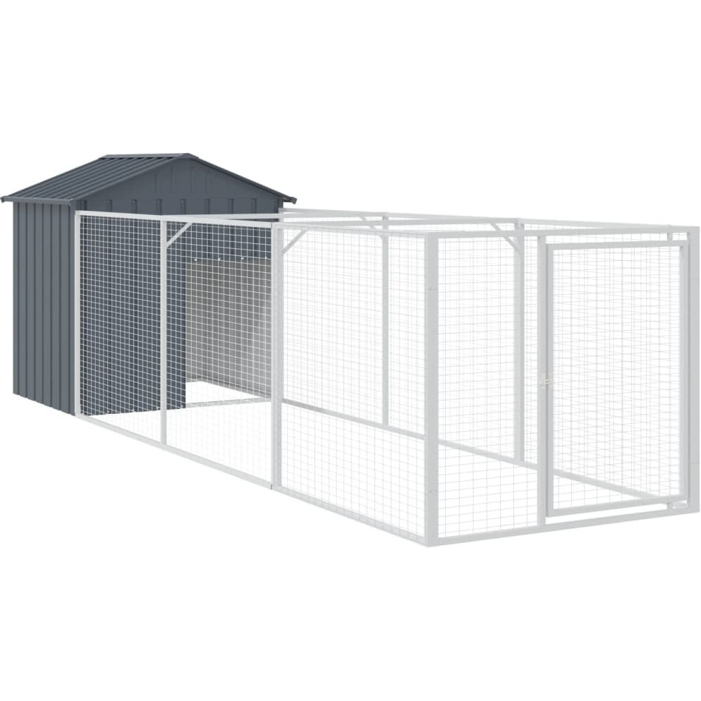 Vidaxl Dog House With Roof Anthracite 46.1"&quotX159.4"&quotX48.4"" Galvanized Steel