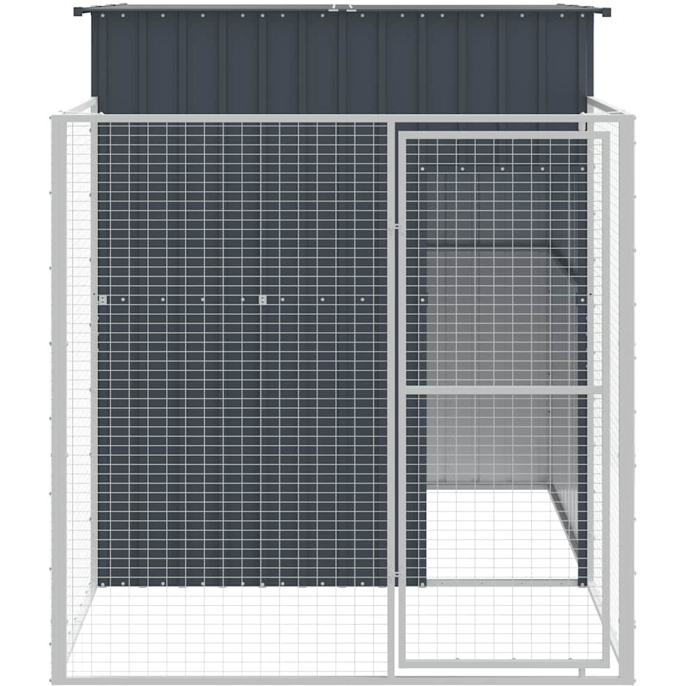 Vidaxl Dog House With Run Anthracite 65"&quotX98.8"&quotX71.3"" Galvanized Steel