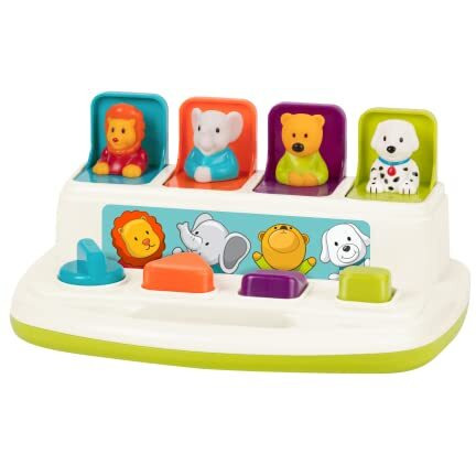 Battat - Cause-And-Effect Toy - Developmental Toy With Buttons & Colors - Color Sorting Animal Toys - For Kids, Toddlers, Babies - 18 Months + - Pop-Up Pals