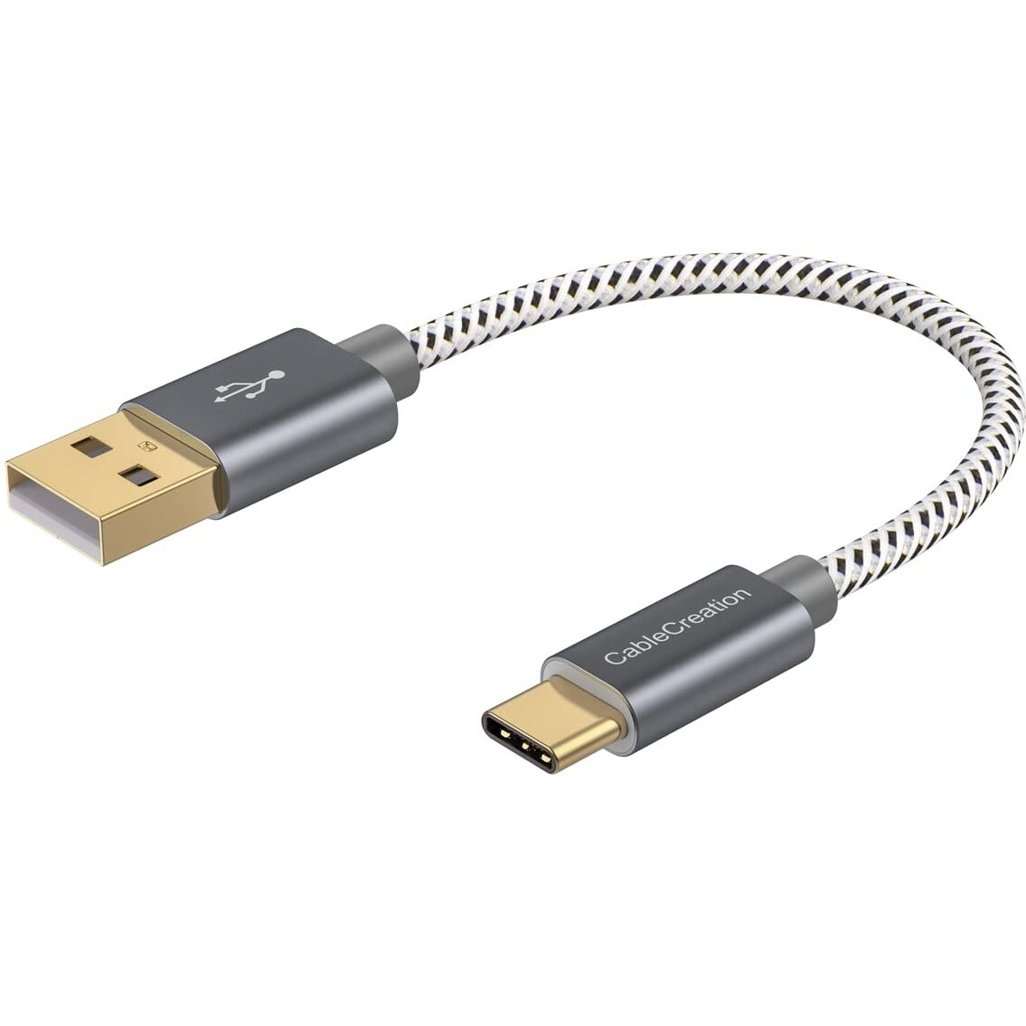 Cablecreation 6 Inch Usb C Cable Short, Short Usb To Usb C Cable 3A Fast Charging Cable, Braided Usb C Male To Usb Male Cable For Power Bank, Galaxy S23, Ipad Pro Ipad Mini S22 S21 Z Flip, Etc, Gray