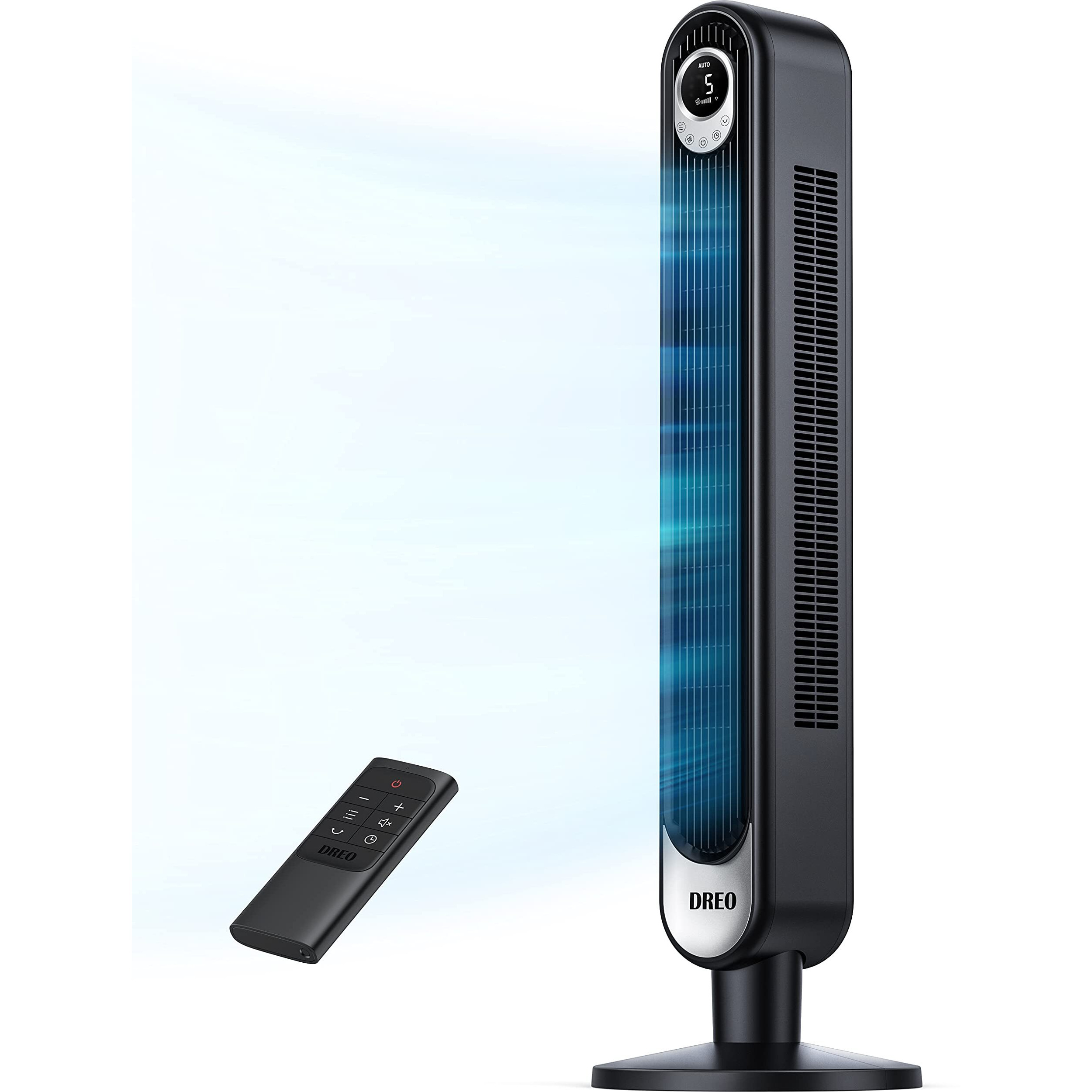 Dreo Tower Fan 42 Inch, Cruiser Pro T1 Quiet Oscillating Bladeless Fan With Remote, 6 Speeds, 4 Modes, Led Display, 12H Timer, Black Floor Standing Fan Powerful For Indoor Home Bedroom Office Room