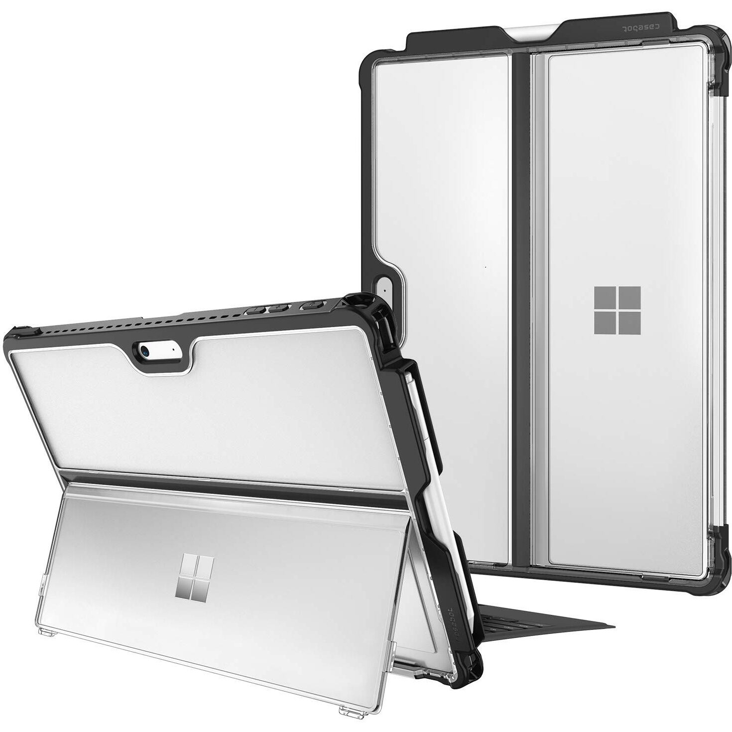 Fintie Hard Case For Microsoft Surface Pro 7 Plus/Pro 7/ Pro 6/ Pro 5/ Pro Lte, Shockproof Folio Protective Rugged Cover Compatible With Type Cover Keyboard + Original Kickstand (Frost Clear)