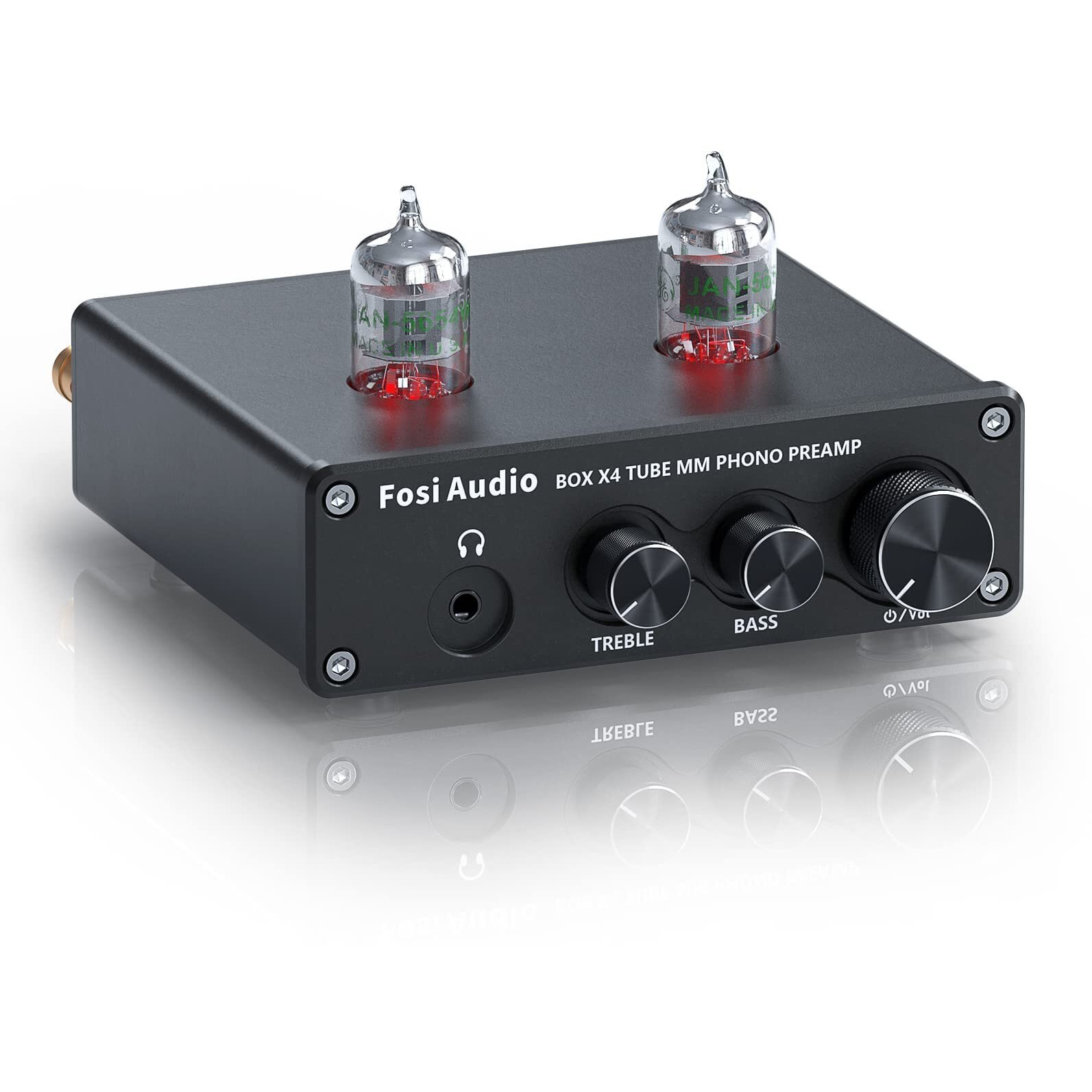 Fosi Audio Box X4 Phono Preamp With Jan 5654W Vacuum Tubes For Mm Turntable Phonograph Record Player With Volume Bass Treble Control