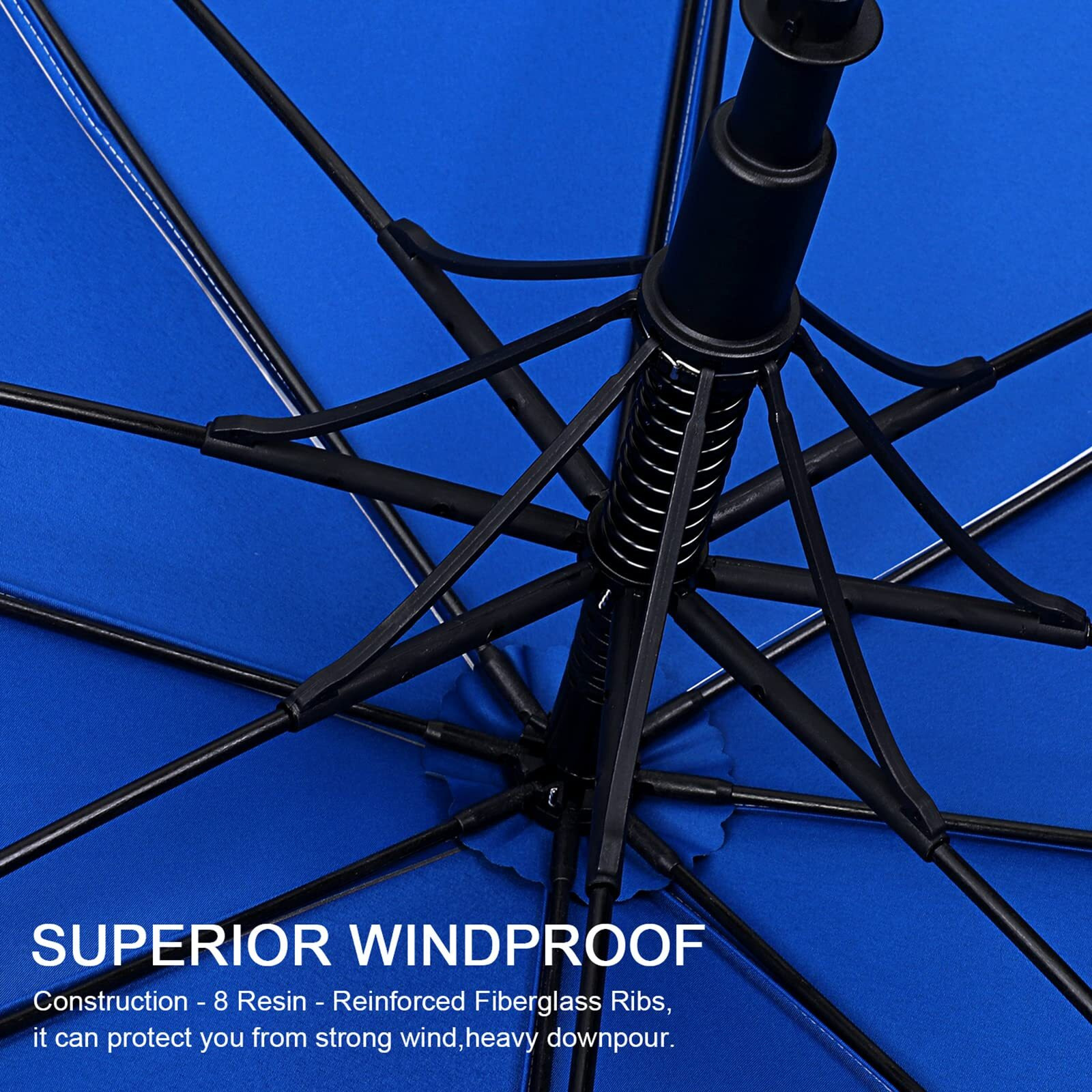 G4Free 68 Inch Uv Protection Golf Umbrella Auto Open Extra Large Windproof Sun And Rain Umbrellas Double Canopy (Silver/Blue)