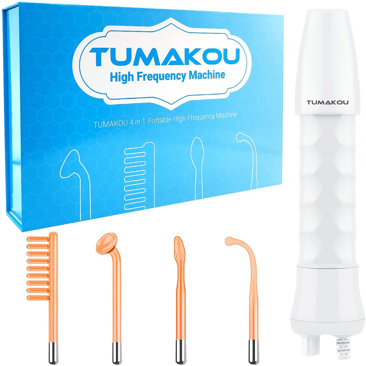 High Frequency Facial Machine - Tumakou Portable Handheld High Frequency Facial Skin Wand Machine With 4 Different Tubes