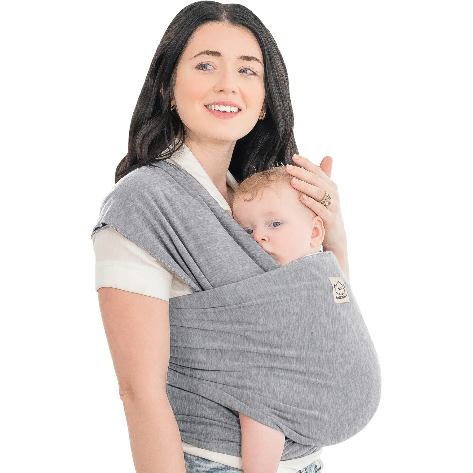 Keababies Baby Wrap Carrier - All In 1 Original Breathable Baby Sling, Lightweight,Hands Free Baby Carrier Sling, Baby Carrier Wrap, Baby Carriers For Newborn, Infant,Baby Wraps Carrier (Classic Gray)