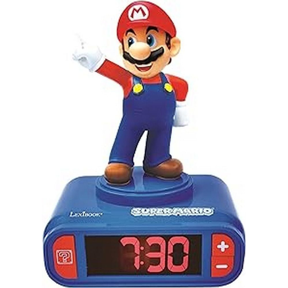 Lexibook Nintendo Super Mario Digital Alarm Clock For Kids-Snooze Function-Superhero Sound Effects-Children Boys, Blue/Red, T.   Nica