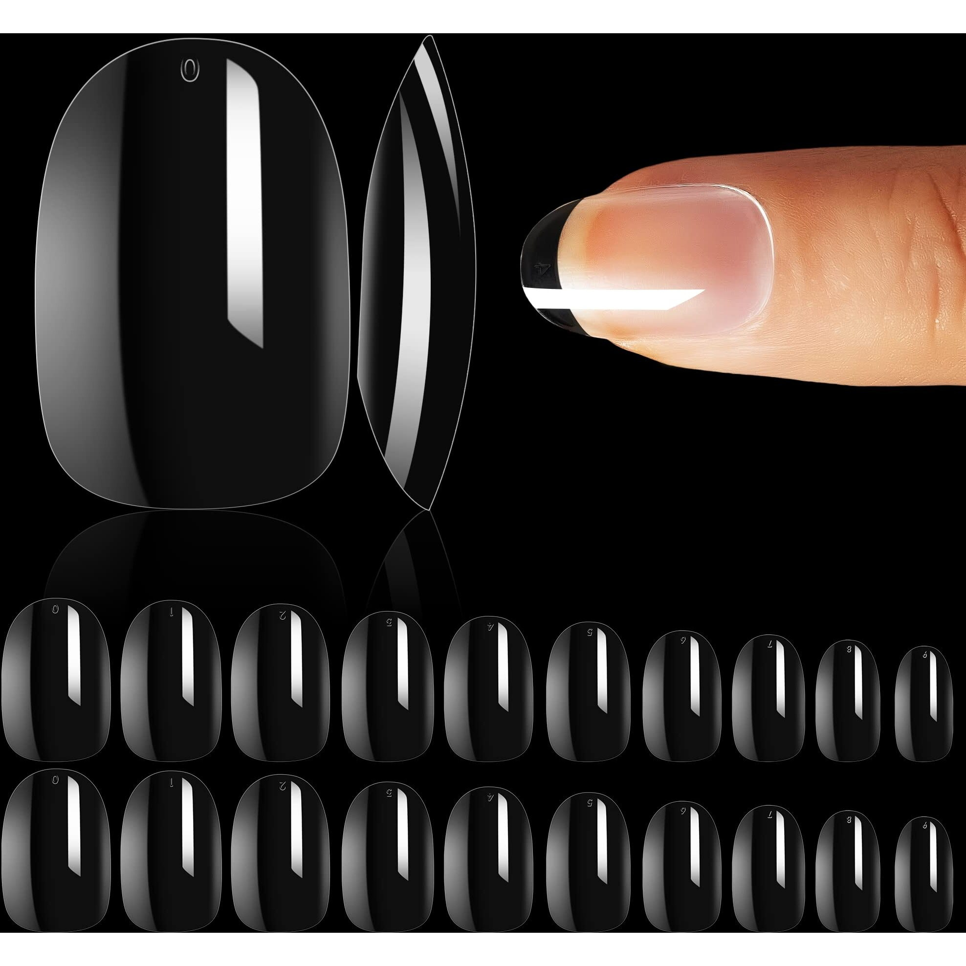 Makartt Nail Tips,Short Oval,Clear,500Pcs 10 Sizes,Full Cover,Press On Nails For Easy Nail Extension Manicure Soak Off Fake Nails Acrylic Nails False Nails For Gel Polish Nail Art Nail Salon Diy Nails