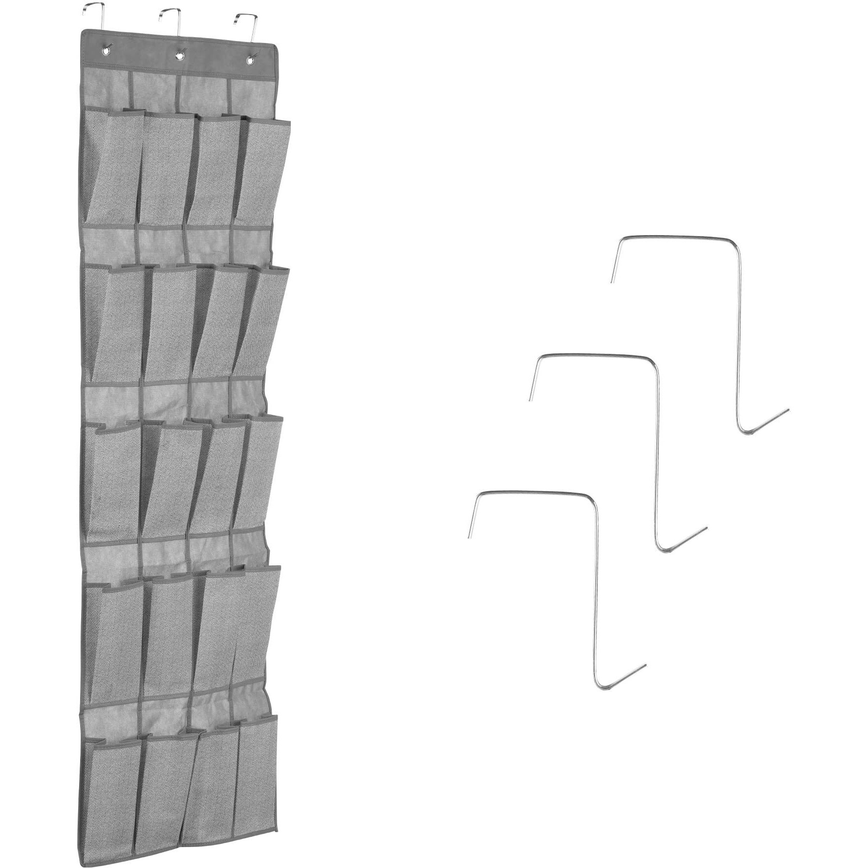 Navaris Over Door Shoe Storage - Hanging Shoe Organizer For Cupboards And Wardrobes - Hanging Shoe Rack - Behind Door Space Saving Organiser - Dark Gray