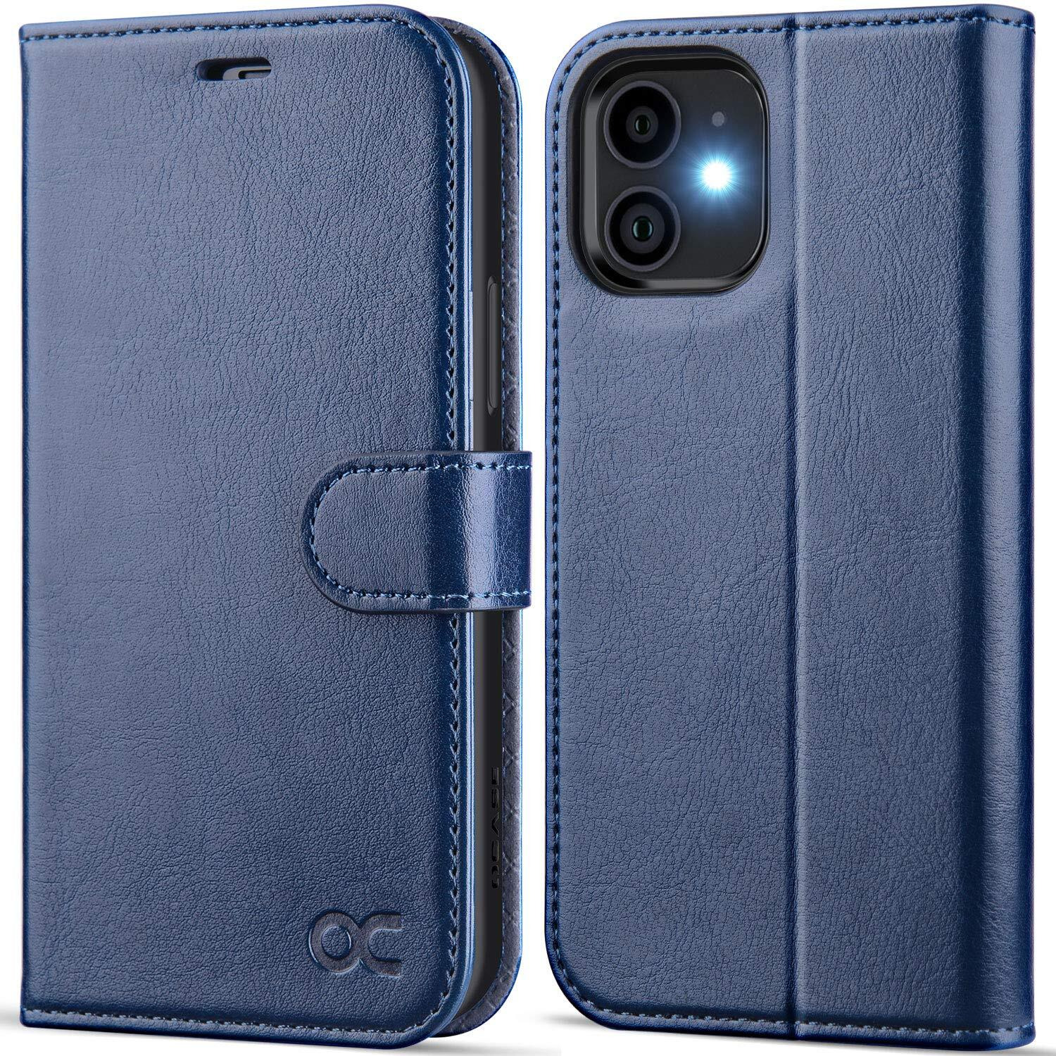 Ocase Compatible With Iphone 12 Case/Compatible With Iphone 12 Pro Wallet Case, Pu Leather Flip Case With Card Holders Rfid Blocking Kickstand Phone Cover 6.1 Inch (Blue)