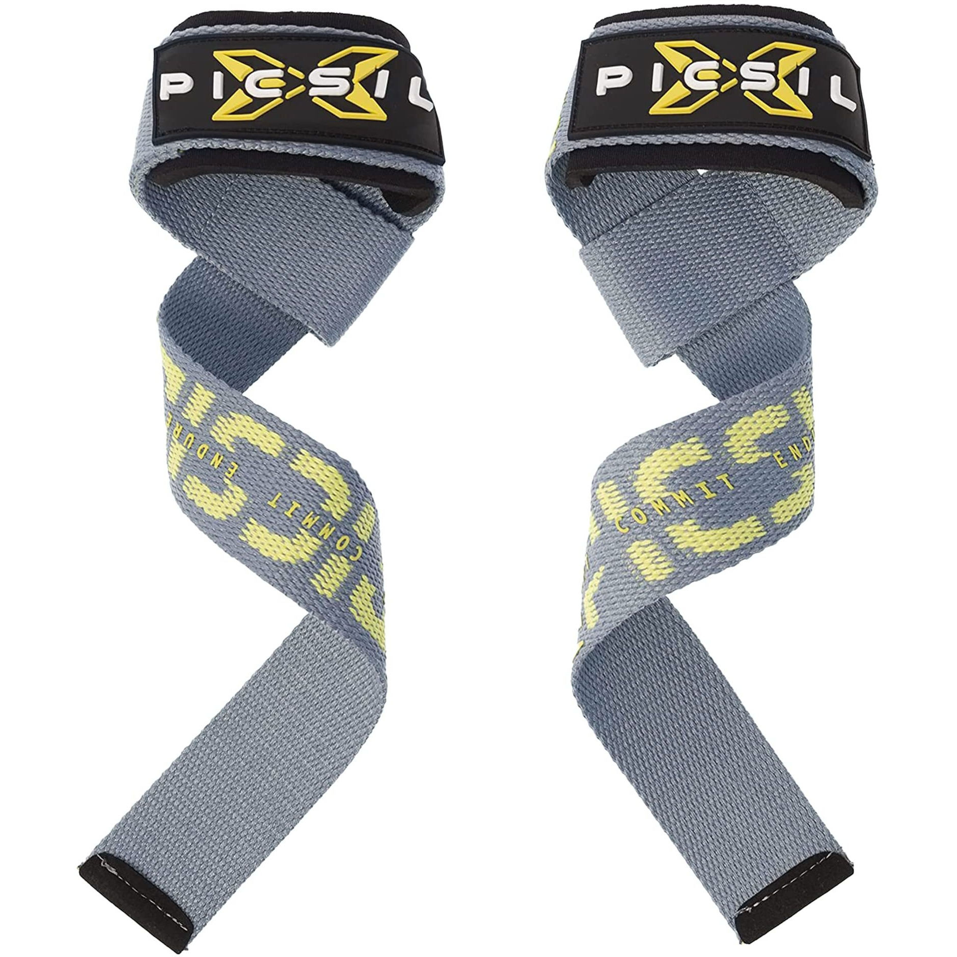 Picsil Wrist Straps, Padded Wrist Straps For Weightlifting, Extended Deadlift Straps For Grip Support, Advanced Weightlifting Straps For Comfort And Stability, 1 Pair (Grey)